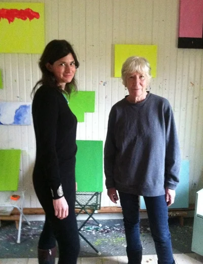 Photo: Jennifer Samet with Mary Heilmann in her Bridgehampton studio for an interview, January 2013