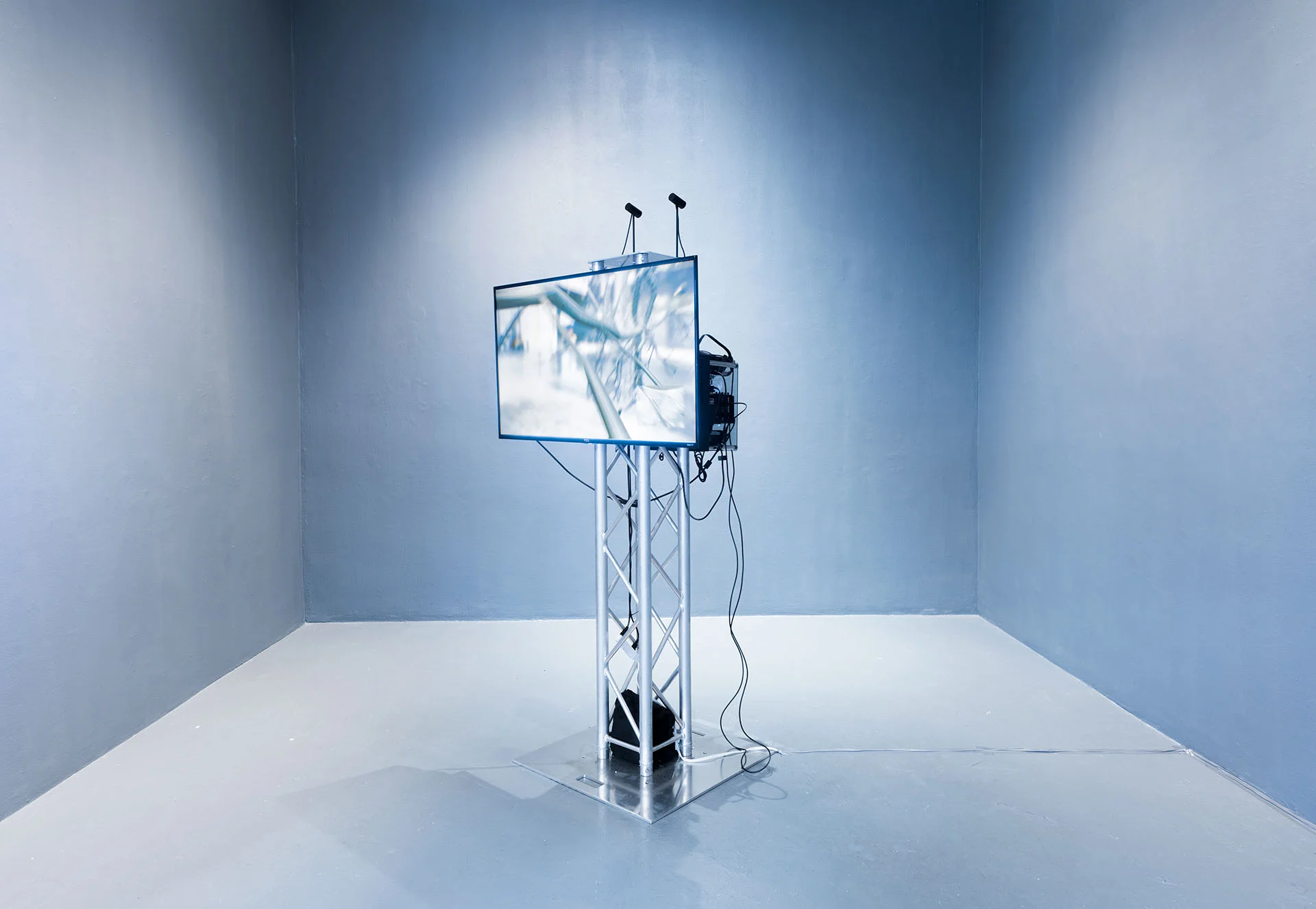 Pando Endo, 2017, Realtime simulation with 4 drone cameras. Pando Endo was made as an art commission for Worm 's first online issue, “Refuse: (v)(n)(-)”: http://www.wormrefuse.org/pandoendo . Photo courtesy of the artist.