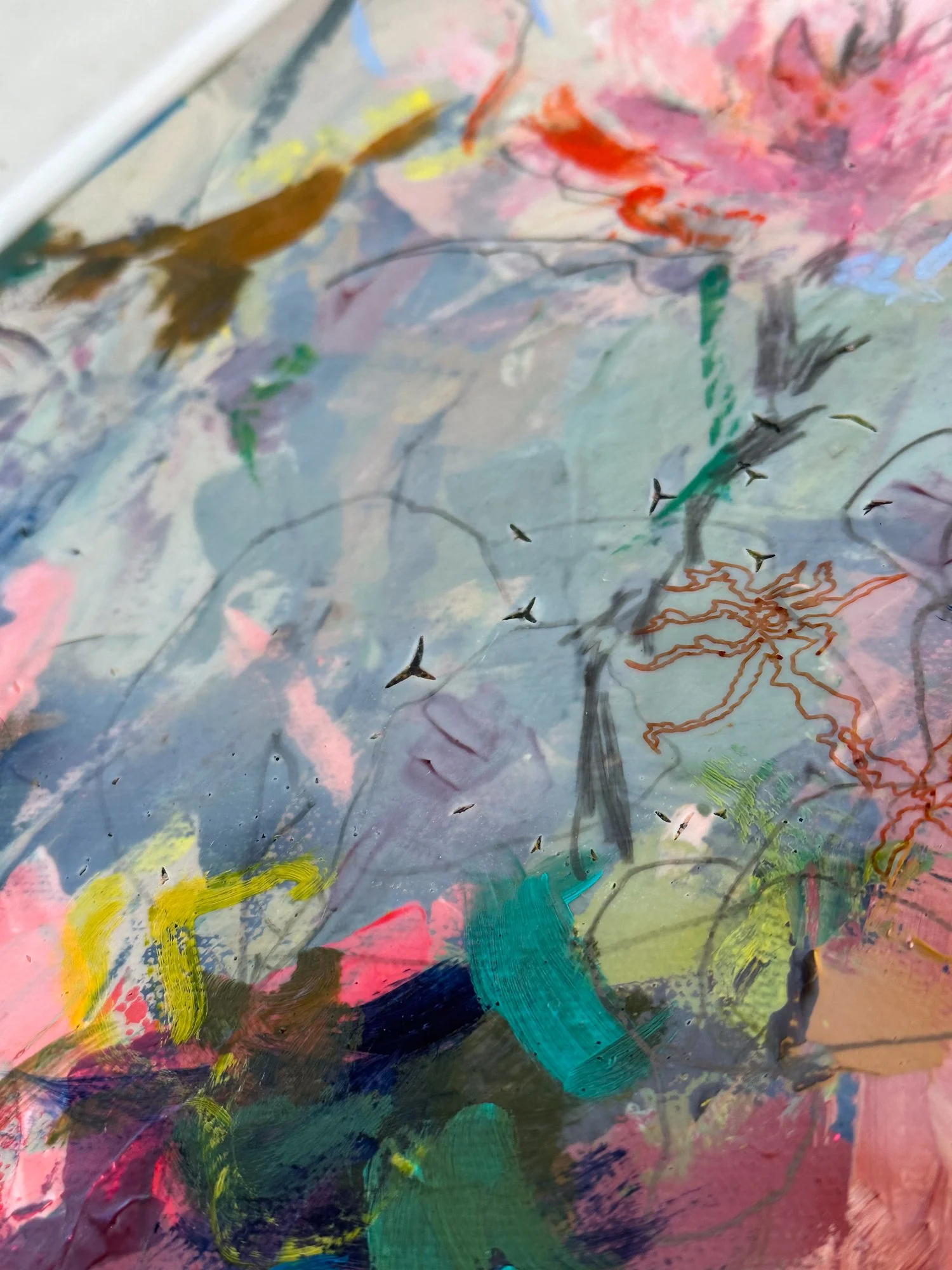 energetic abstract floral painting by Megan Carty