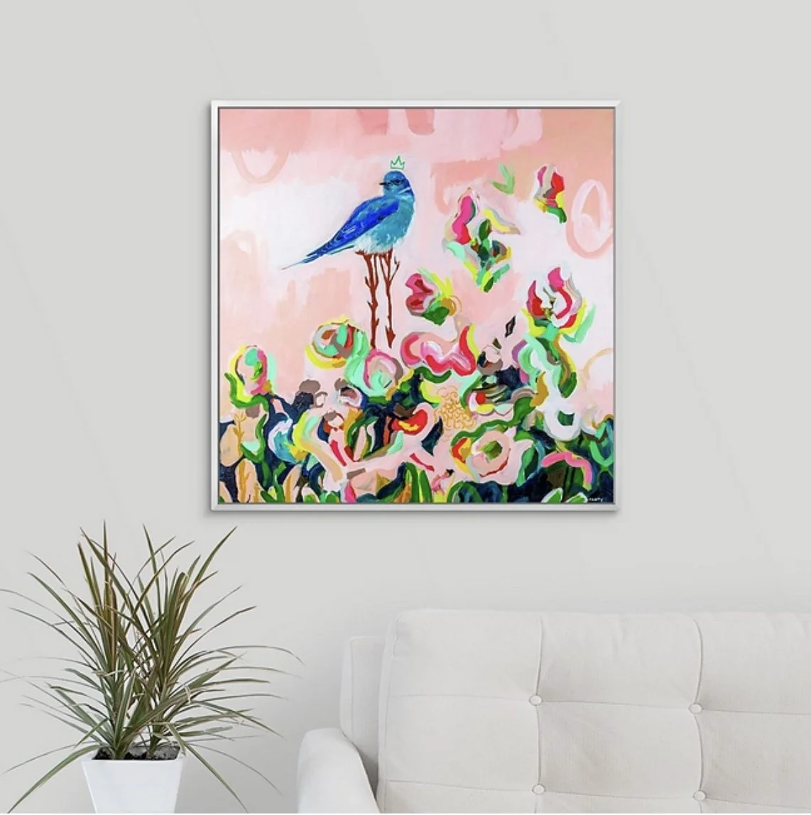 isla the crowned bluebird fine art print by Megan Carty