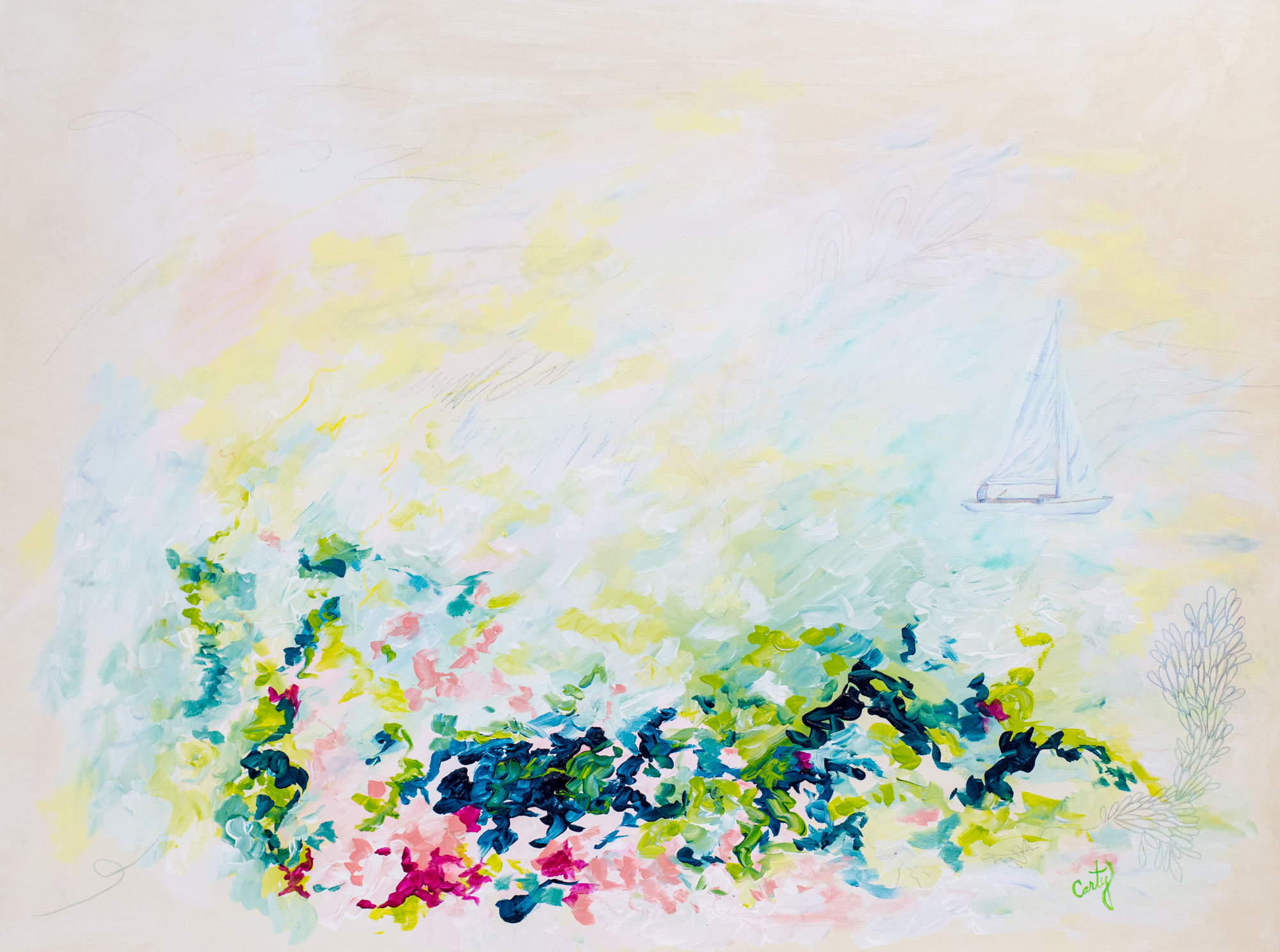 Under the Private Sea, 30x40" Acrylic on Gallery-wrapped canvas