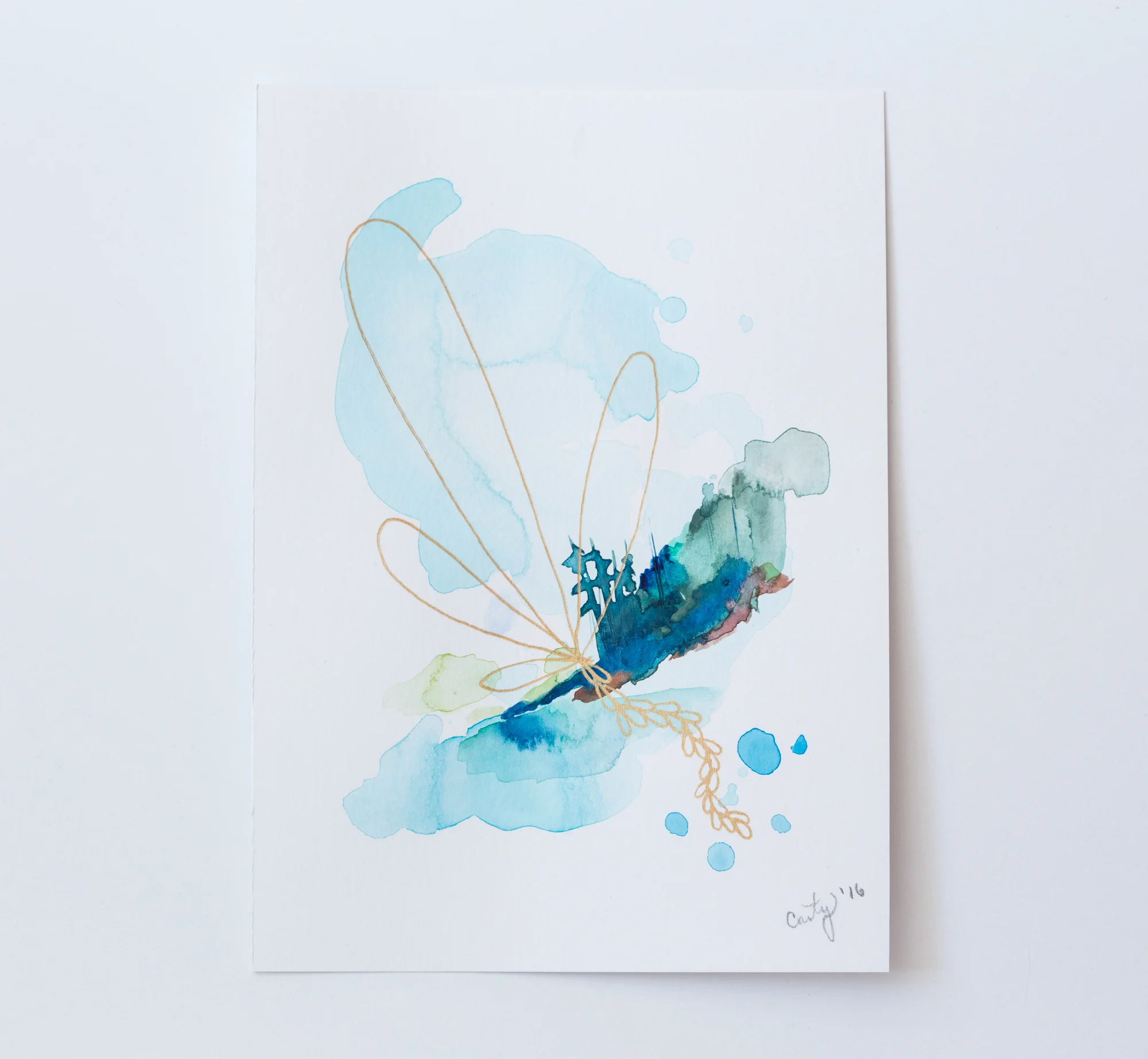 Small Abstract Watercolor Painting inspired by Mount Desert Island, Maine by Megan Carty