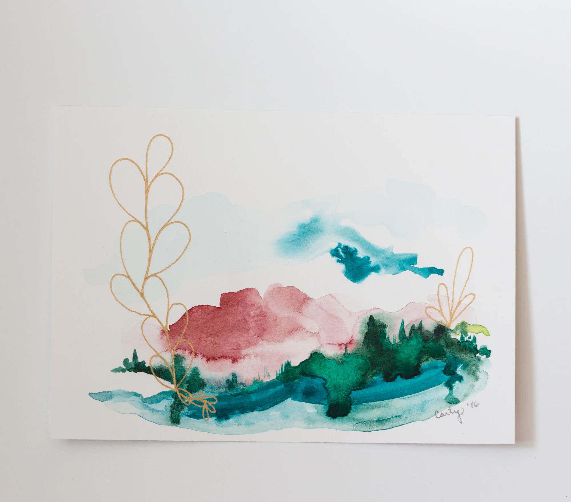 small abstract watercolor painting by Megan carty