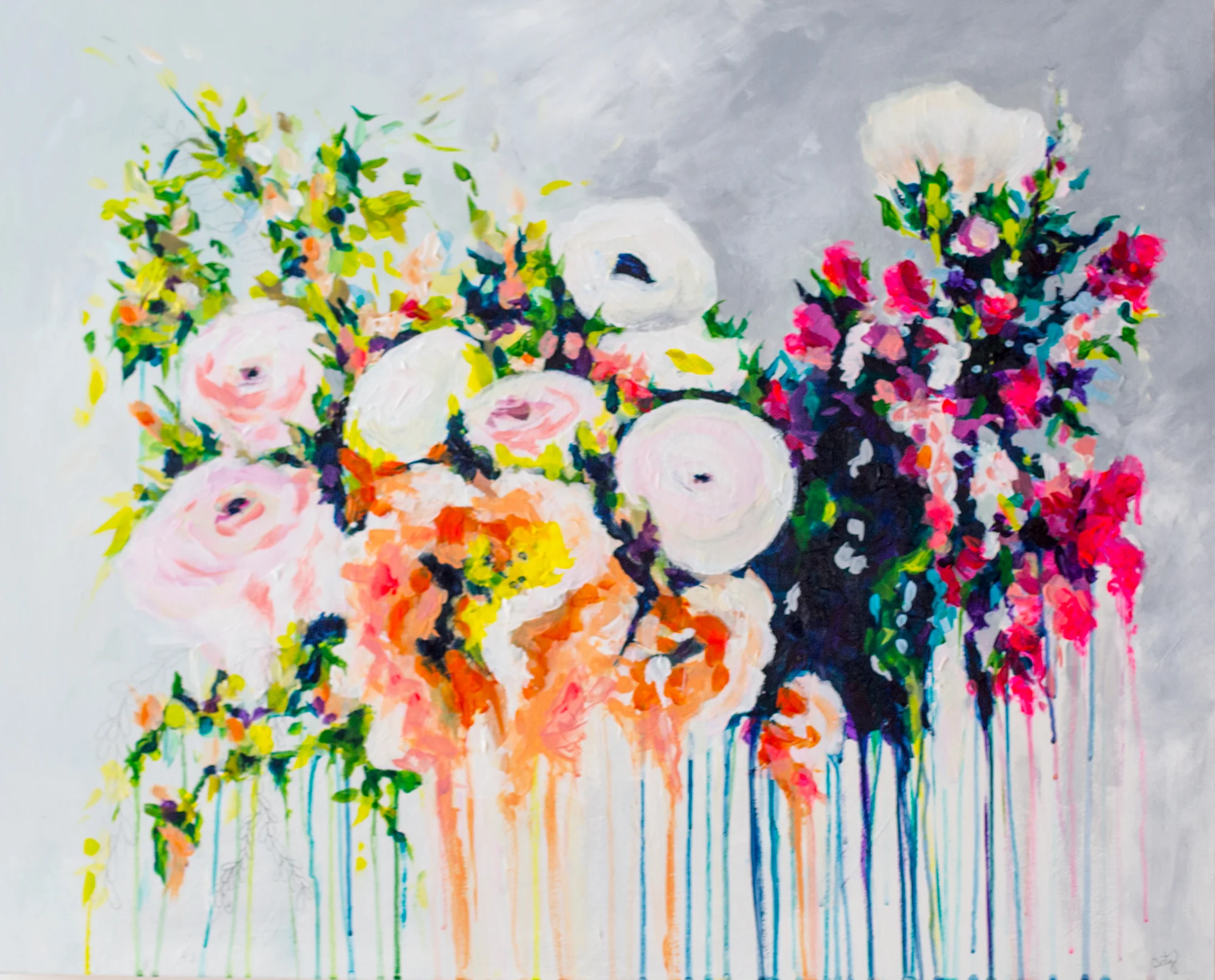boho-chic art, abstract floral painting by Megan Carty