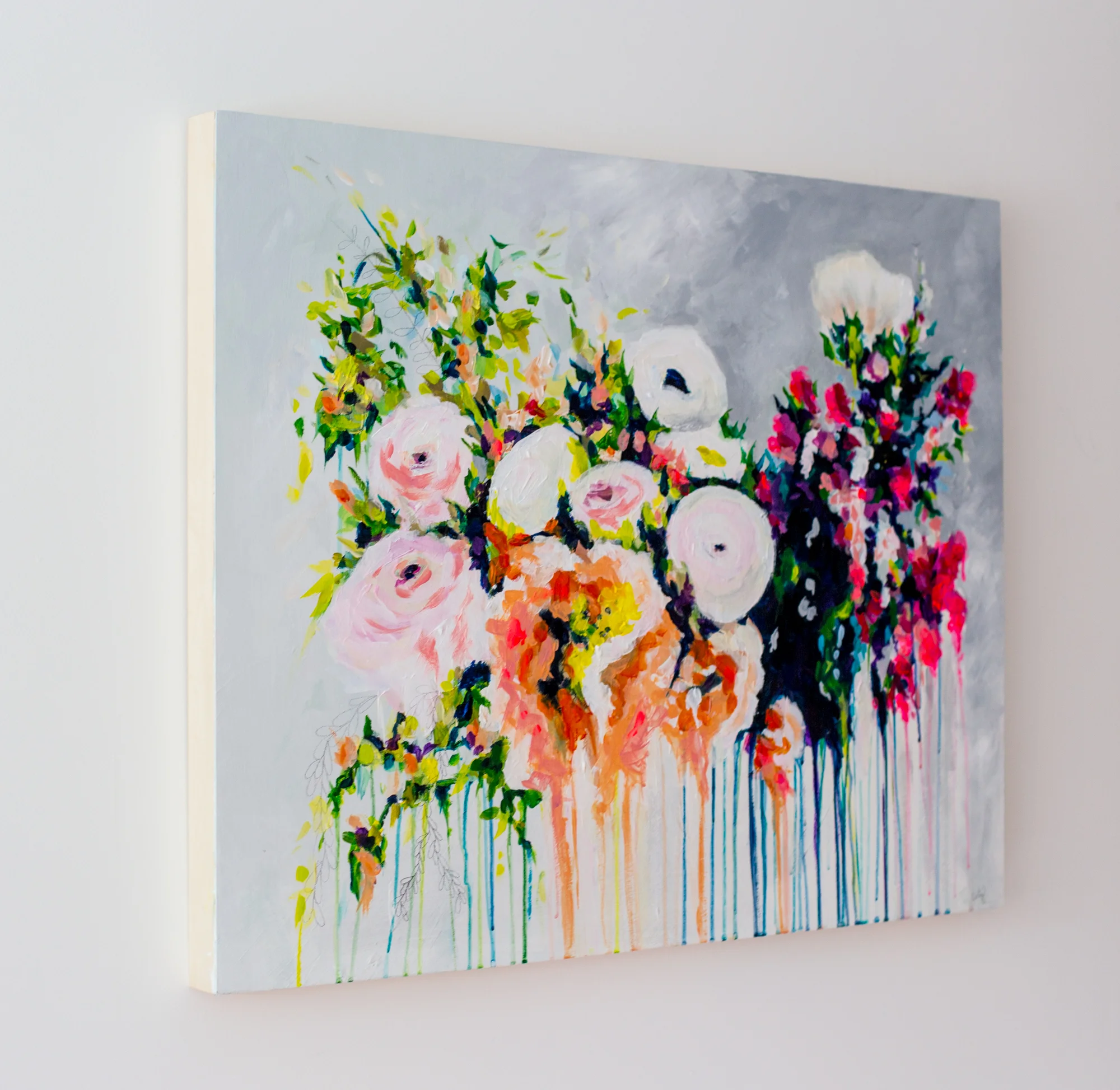boho decor, abstract floral painting by Megan Carty