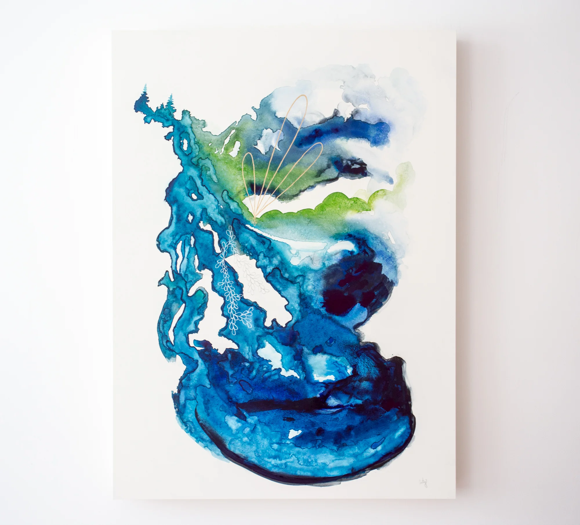 large watercolor abstract landscape painting by Megan Carty