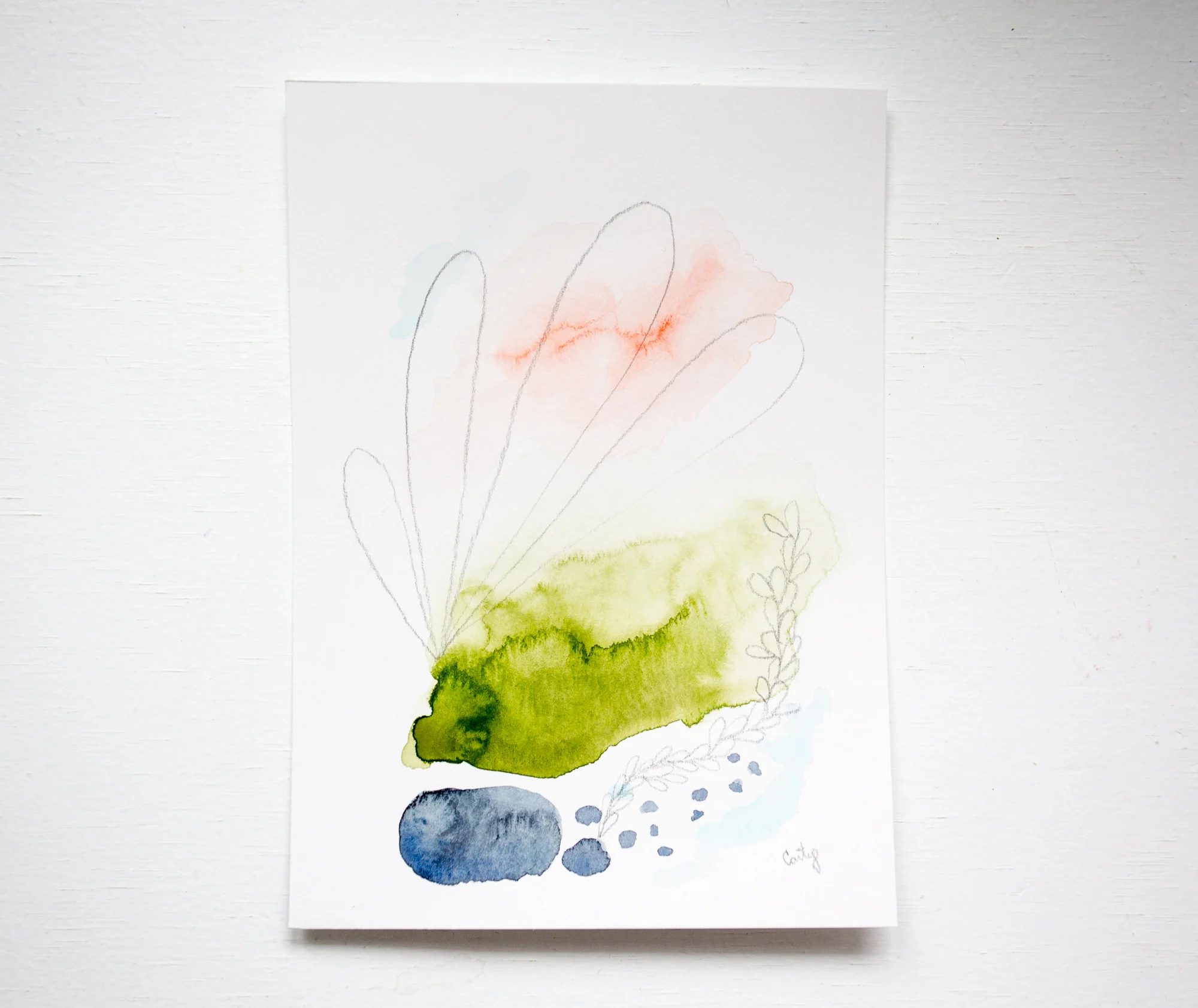 Abstract landscape painting, watercolor painting by Megan Carty