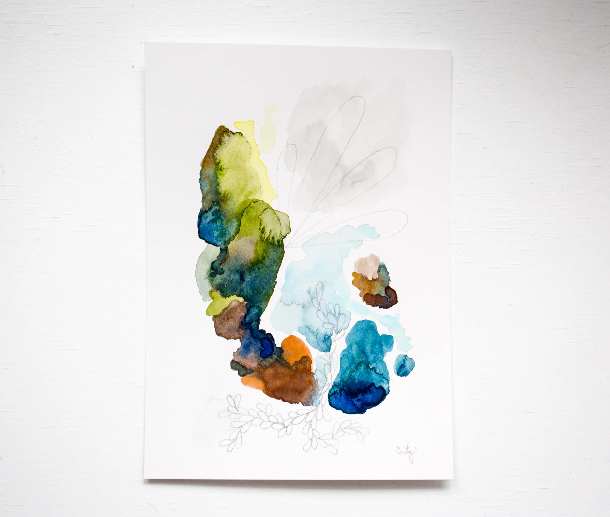 nature-inspired watercolor abstract landscape painting by megan carty