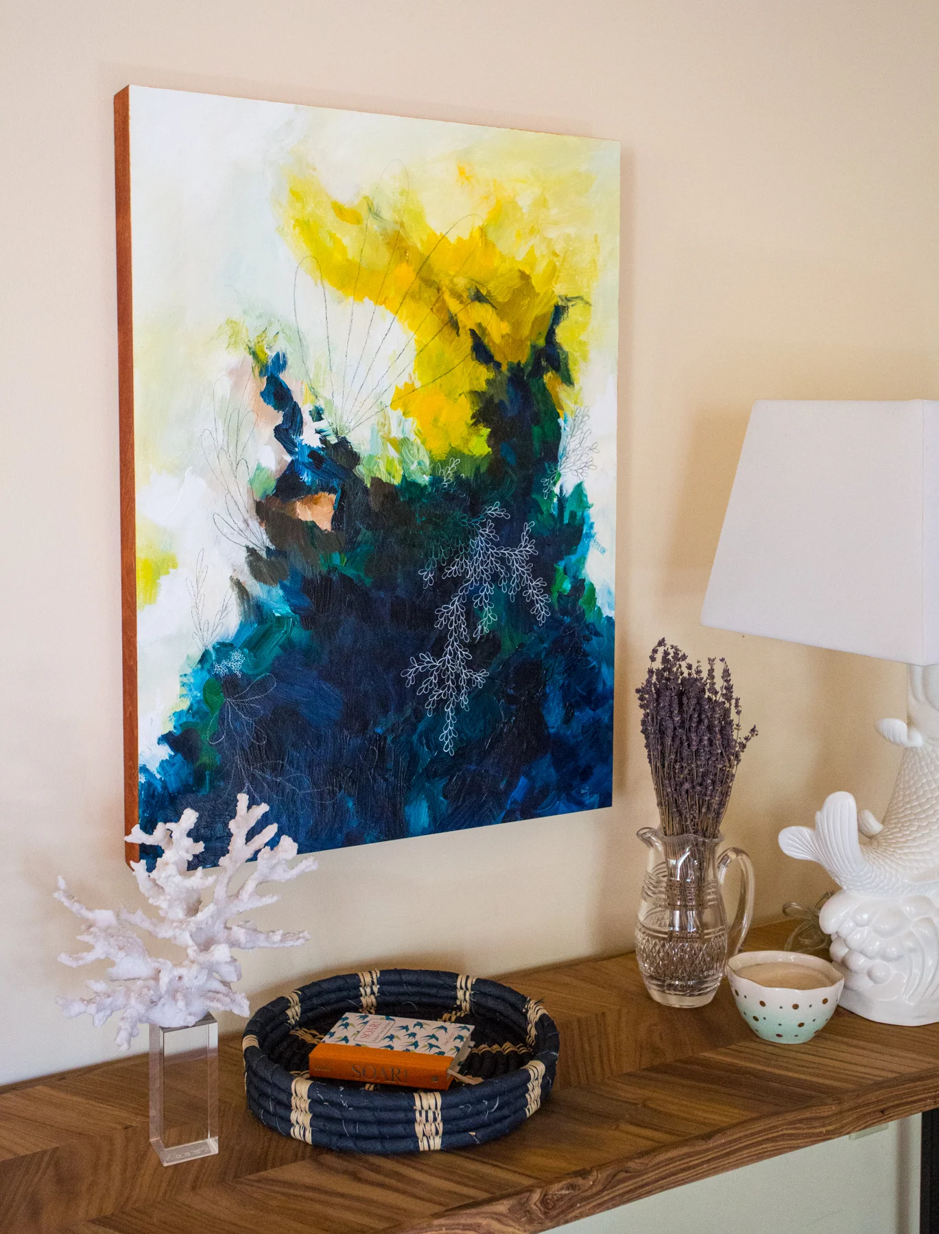 entryway decor, Maine painting, new england abstract seascape painting by Megan Carty
