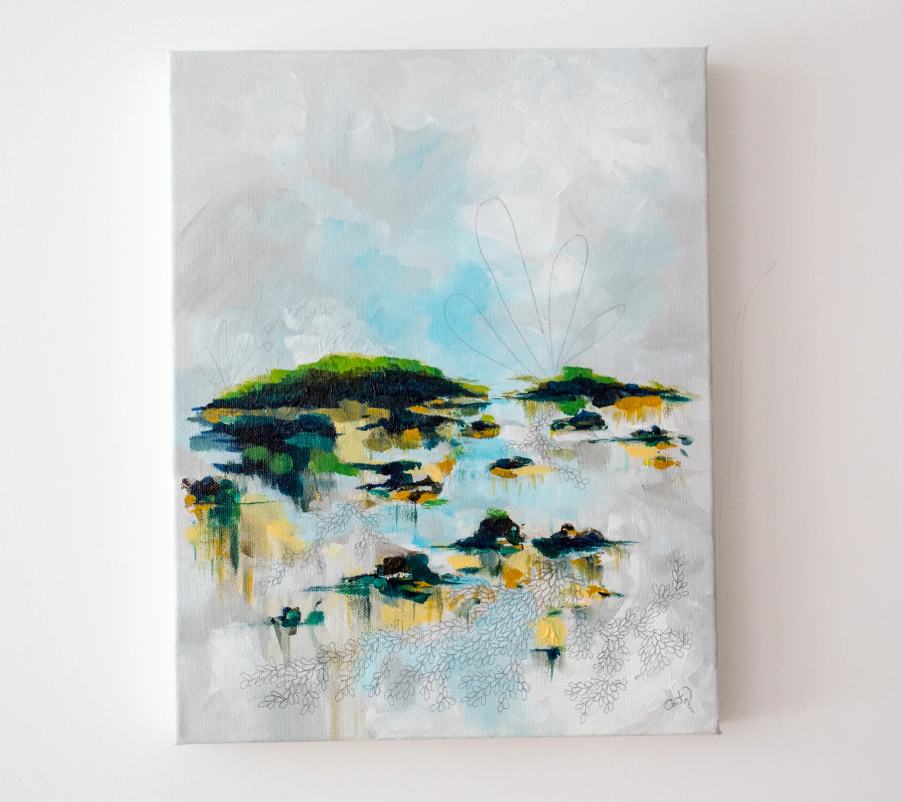 abstract landscape painting, maine seascape by Megan Carty