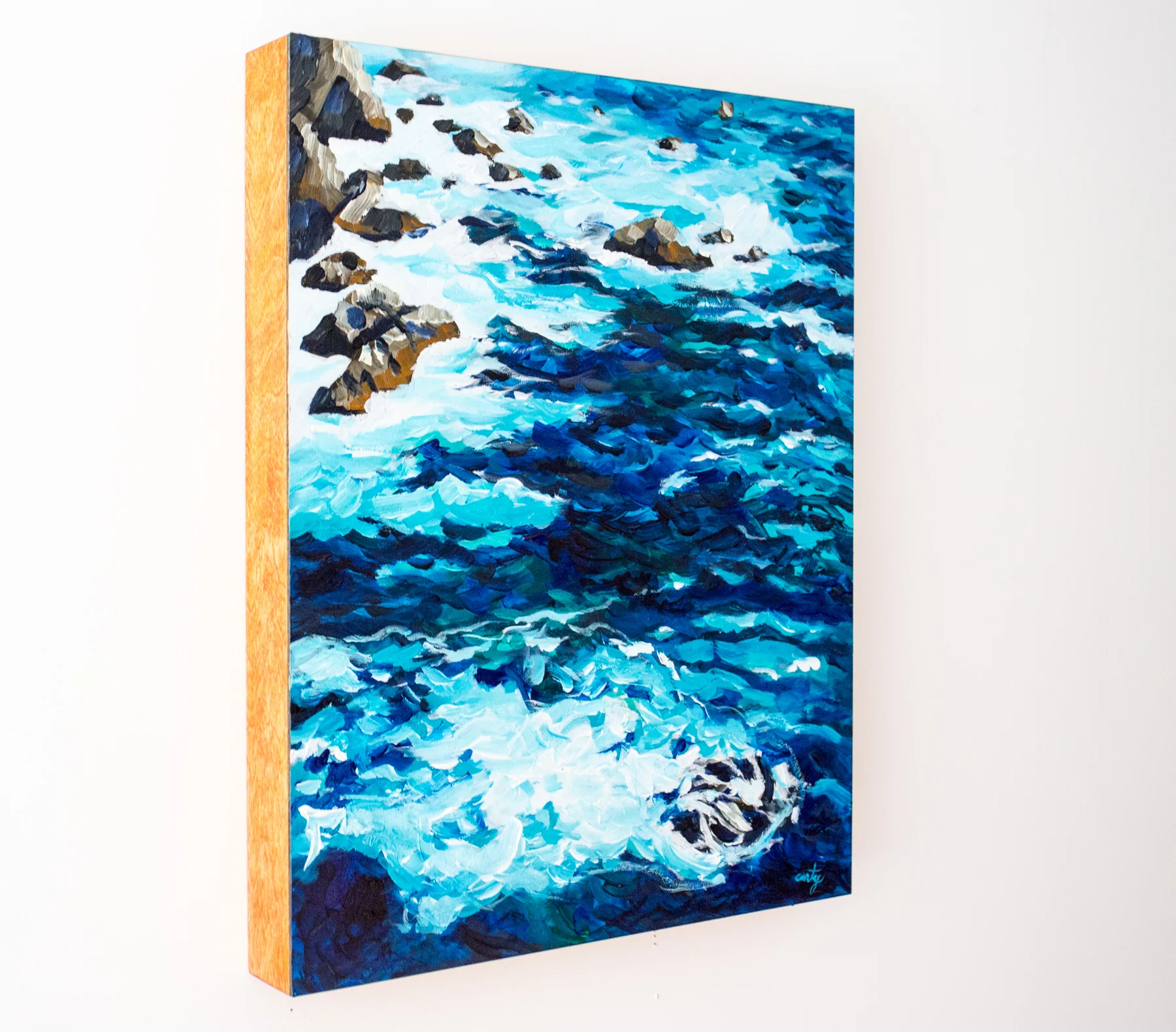New England seascape painting by Megan Carty, blue painting