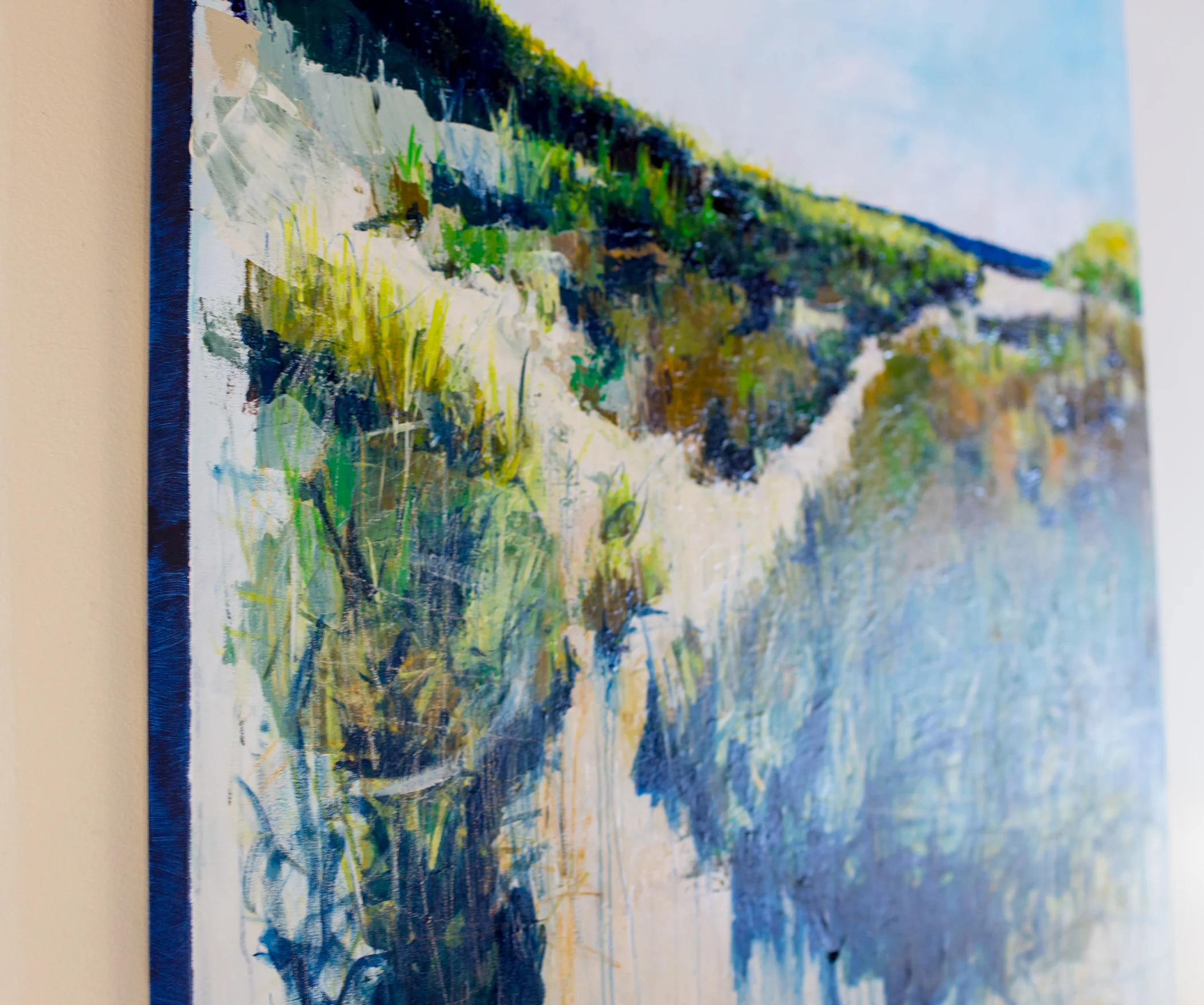 Abstract Landscape Painting of the sand dunes on Block Island by Megan Carty side view