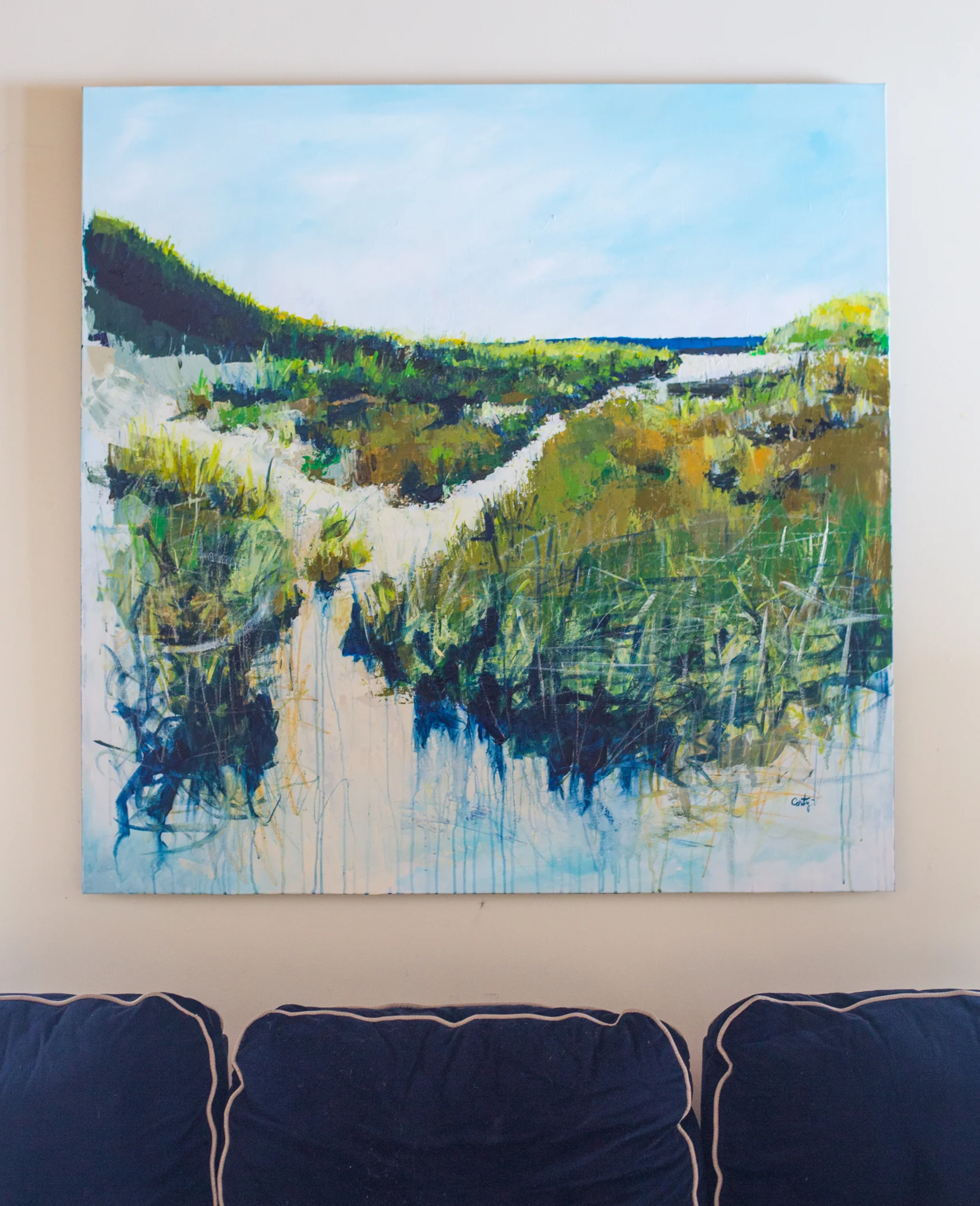 Abstract Landscape Painting of the sand dunes on Block Island by Megan Carty