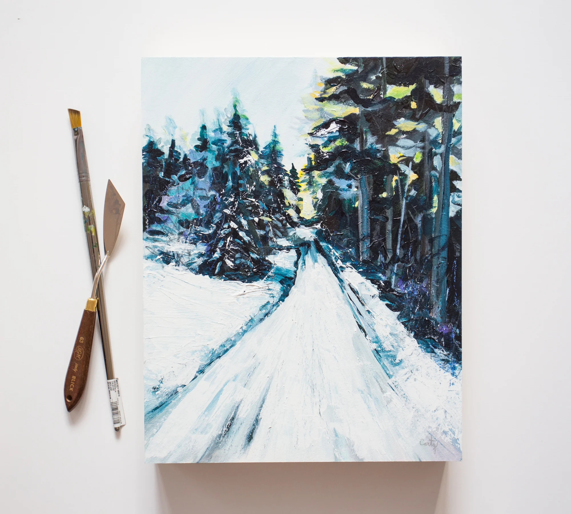 New England Winter Landscape Painting by megan carty