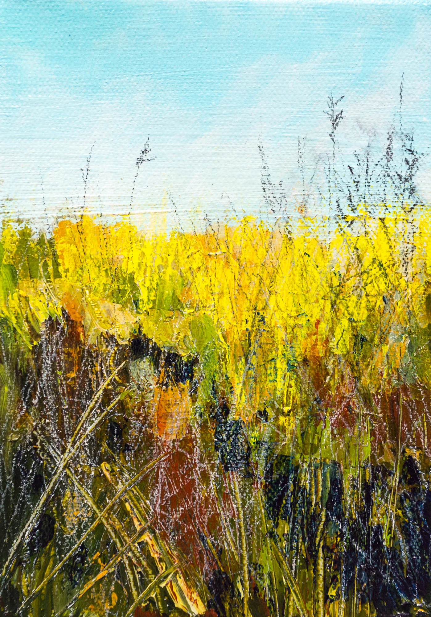 Grass and sky painting by Megan Carty, Abstract Landscape painting