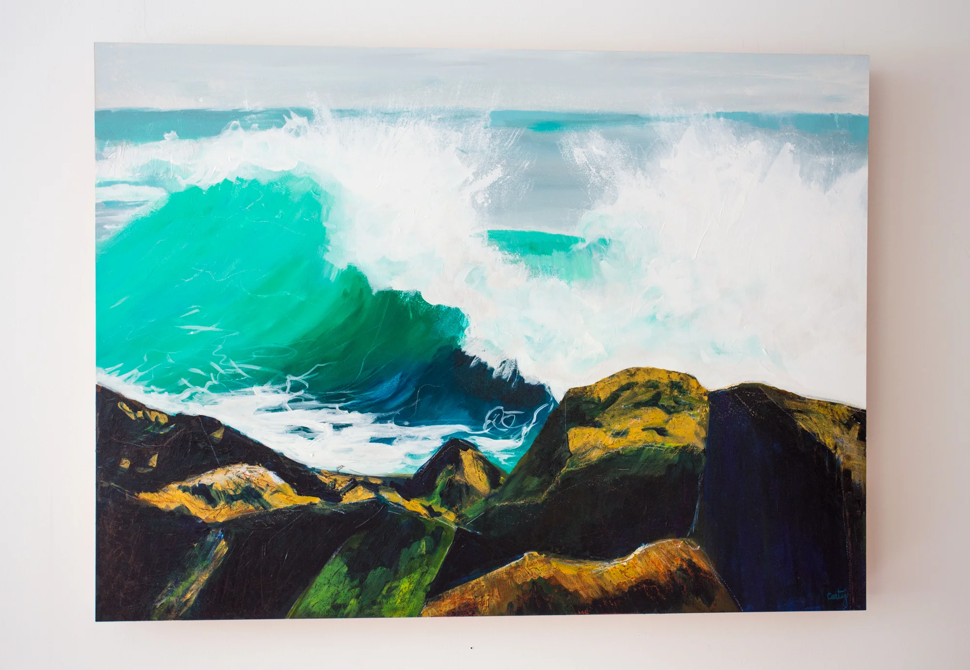 rockport mass breaking wave painting by megan carty