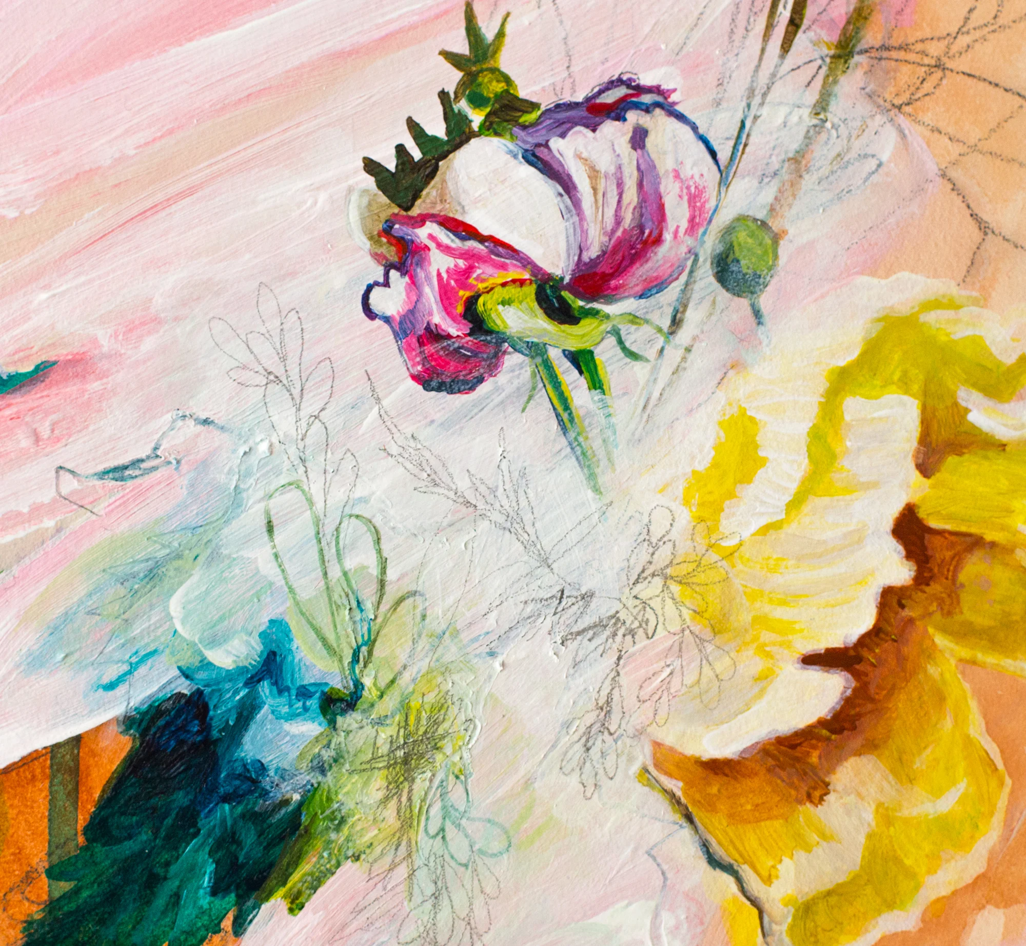 abstract floral painting by Megan Carty, depression imagery
