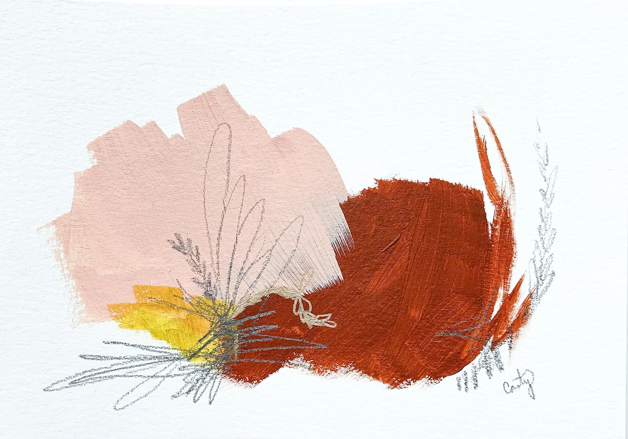 Abstract Art in Blush Tones for Boho Style Interiors