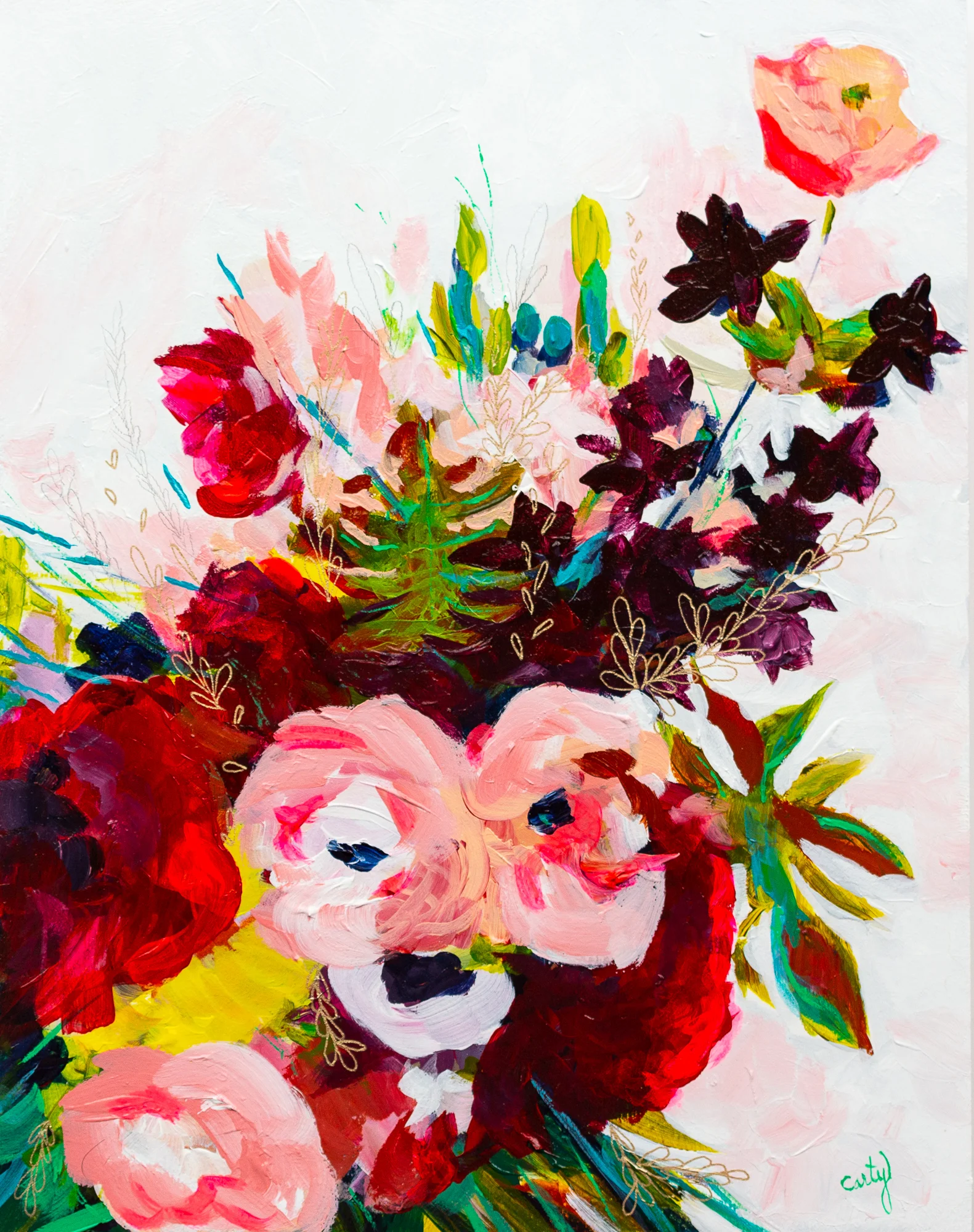 joyful flower painting by Megan Carty