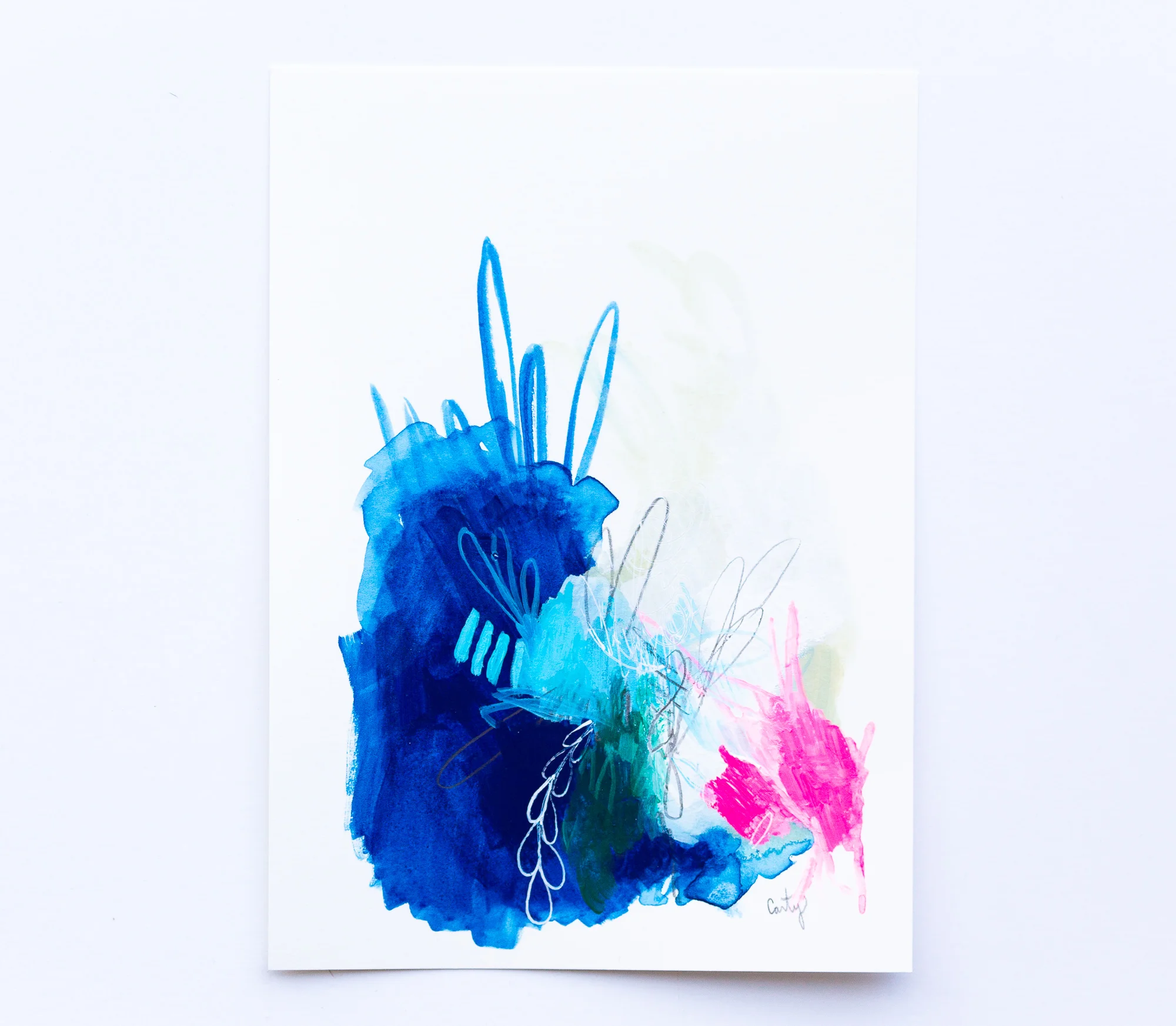 blue abstract painting by Megan Carty