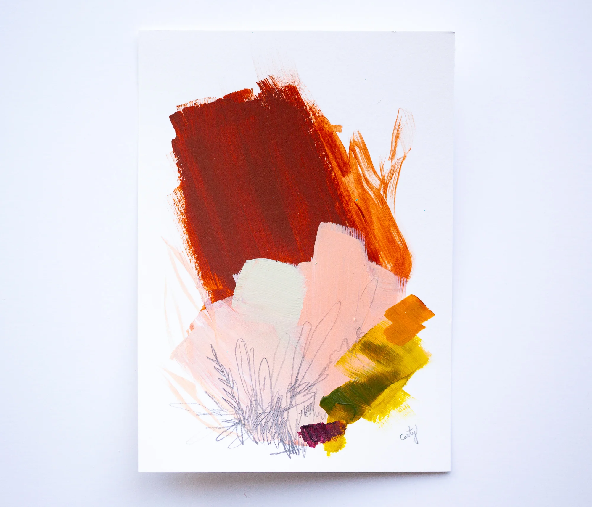 boho style abstract painting with blush tones by Megan Carty