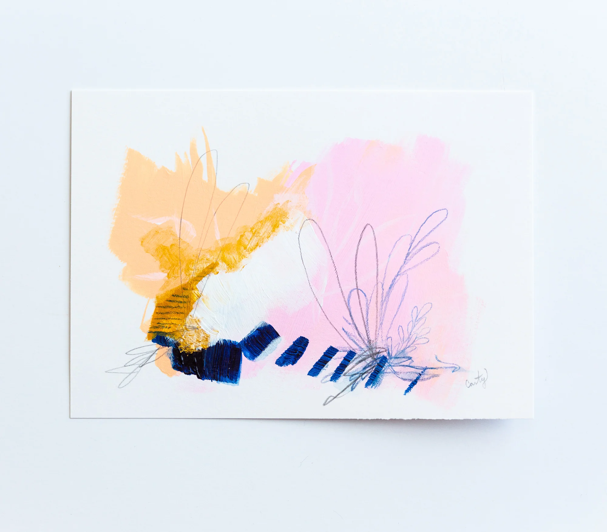 pink and orange abstract painting by Megan Carty