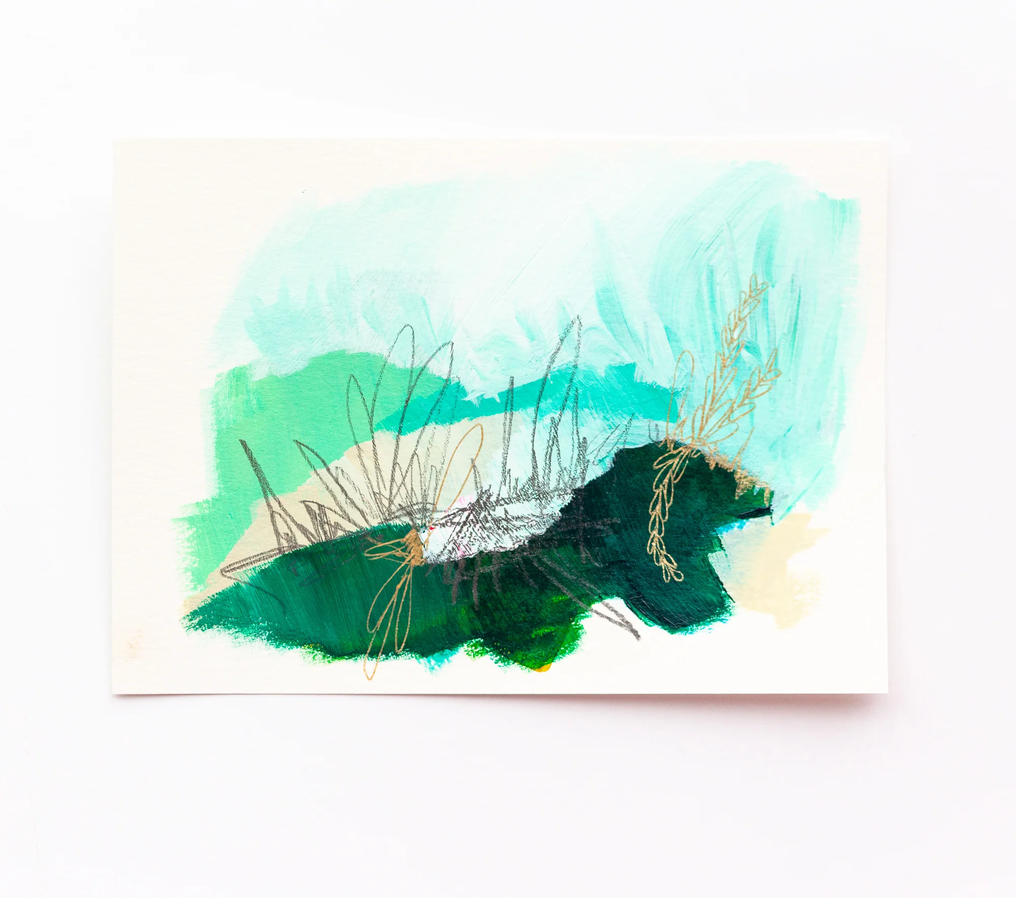 soft green abstract landscape painting by Megan Carty