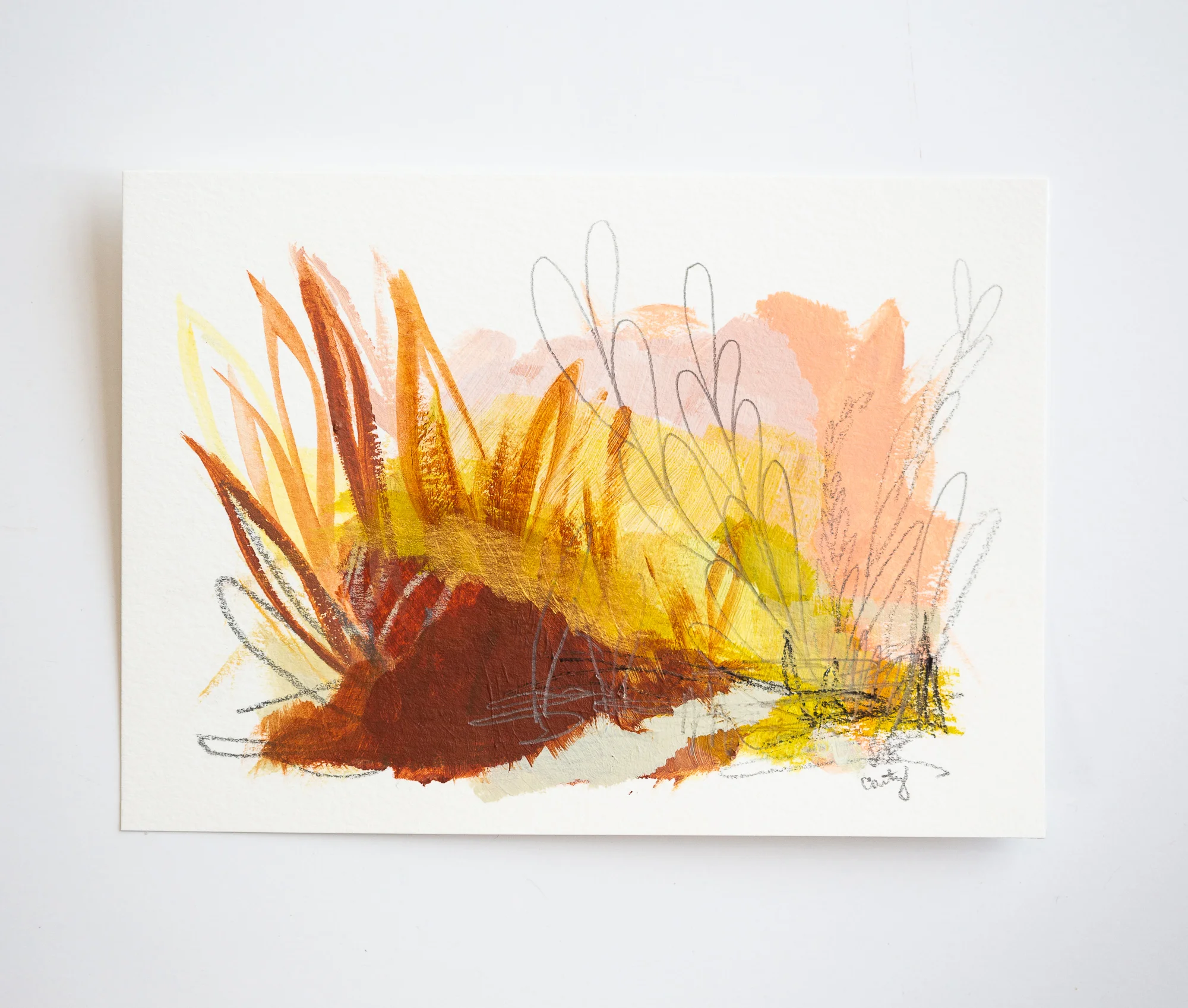warm abstract landscape painting by Megan Carty