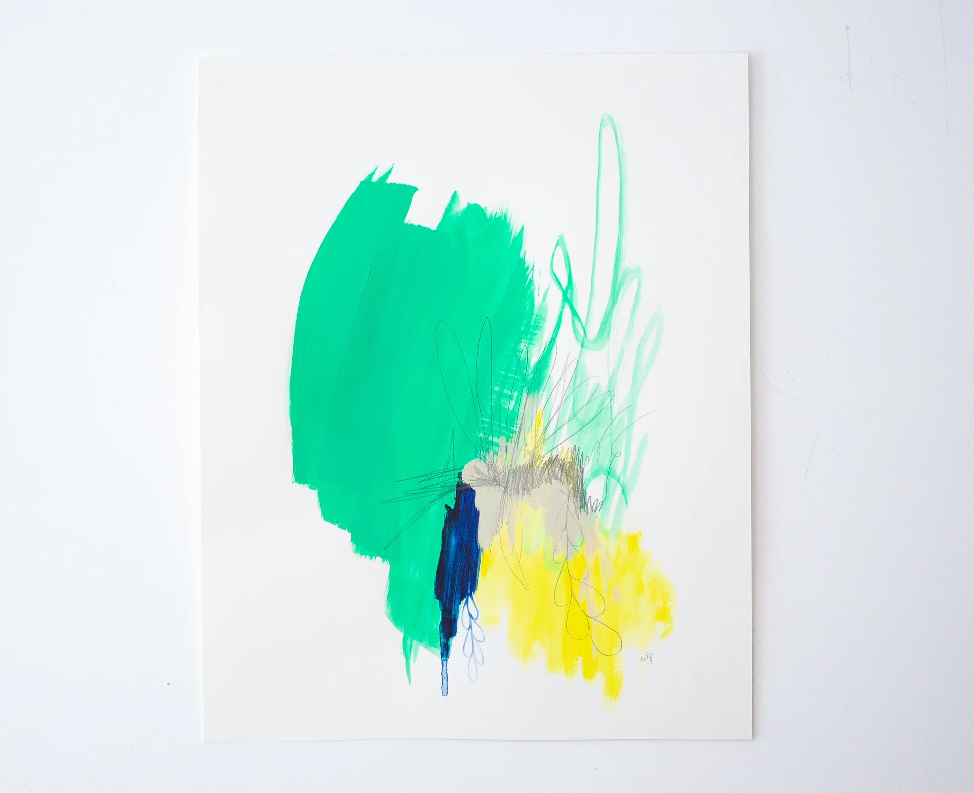 kelly green abstract painting by Megan Carty