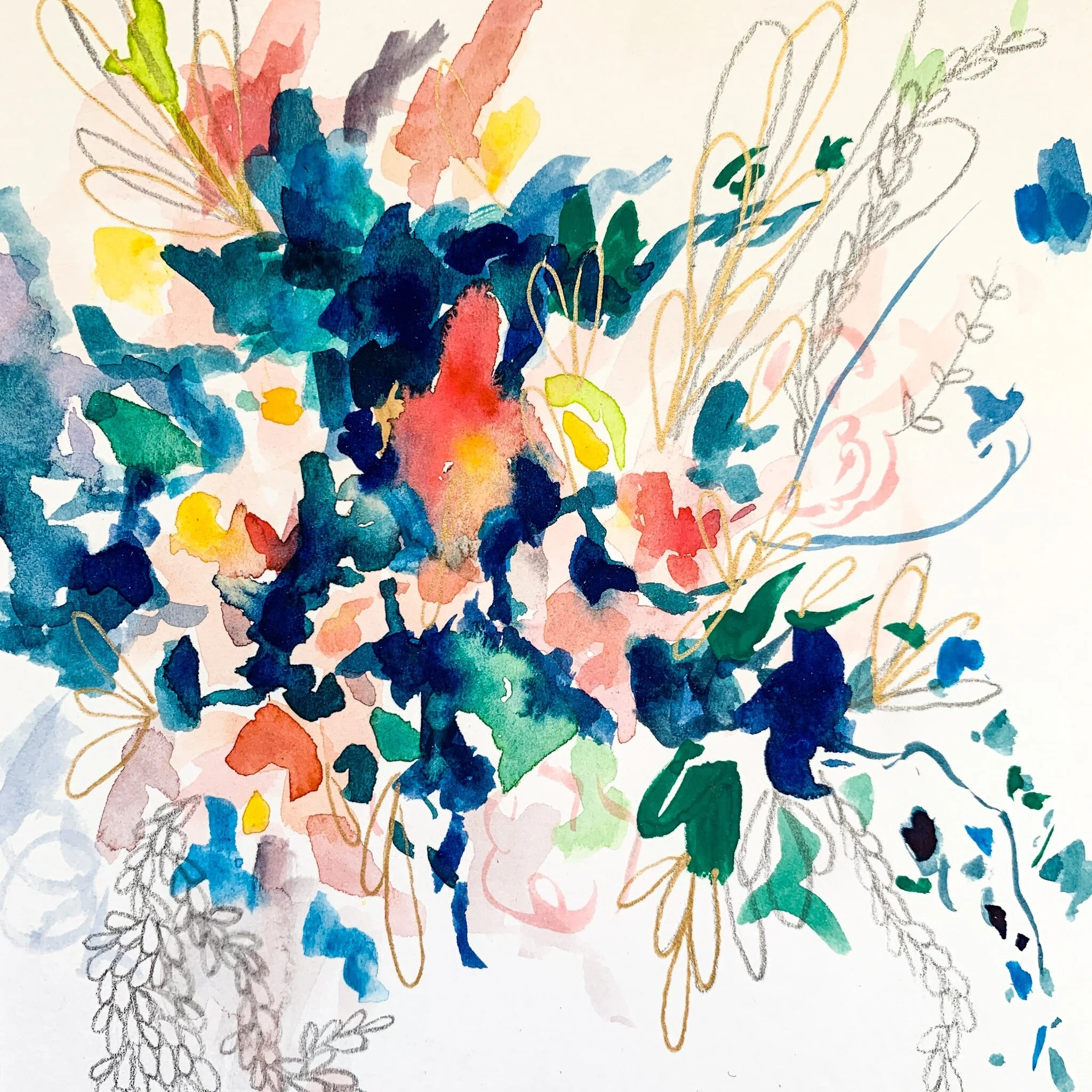 Small Abstract Watercolor Painting by Megan Carty