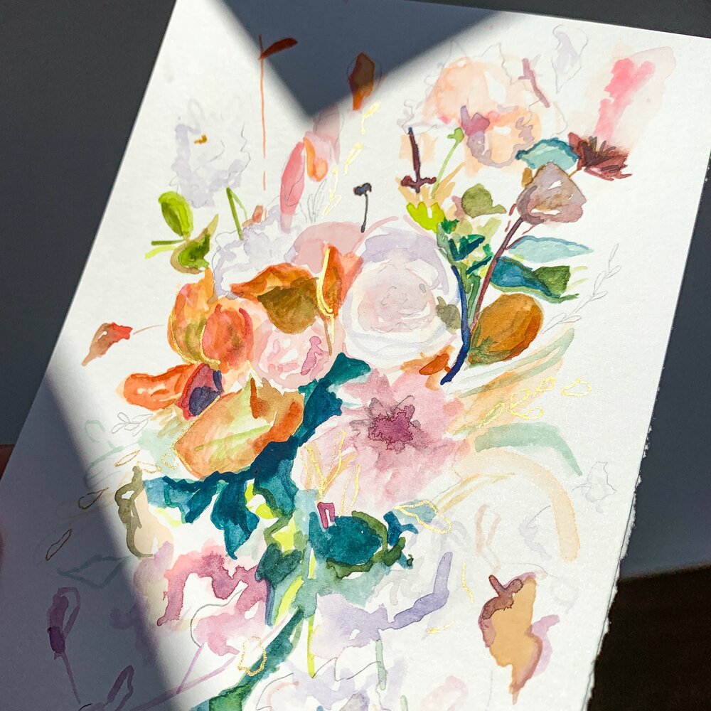 Thought Through-5x7 watercolor floral painting — Megan Carty Art