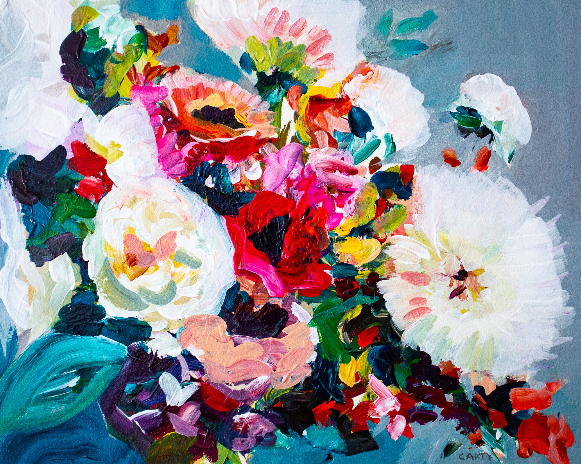 8x10" small abstract floral painting by Boston artist Megan Carty