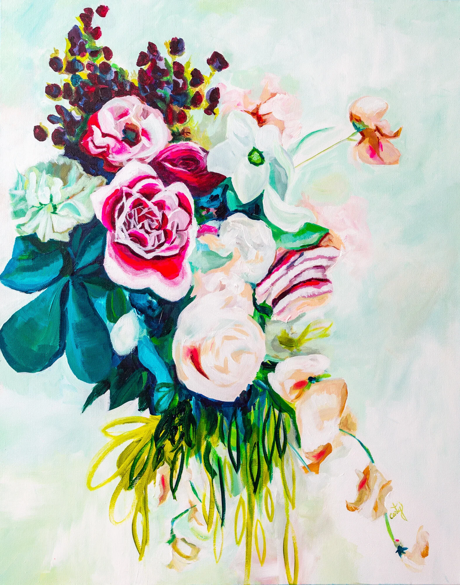 large floral painting by Megan Carty