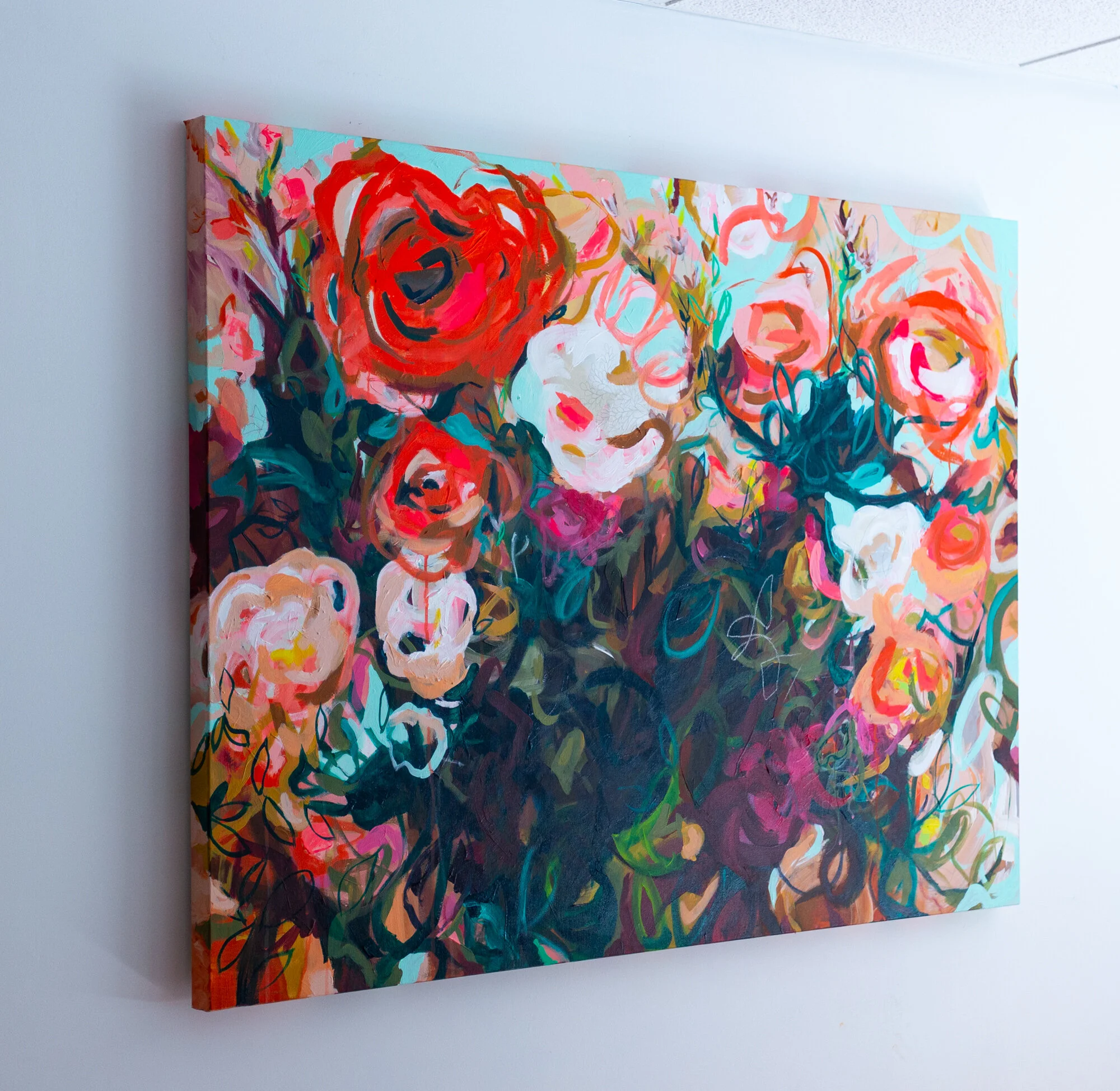 Large Abstract Floral Painting by Megan Carty