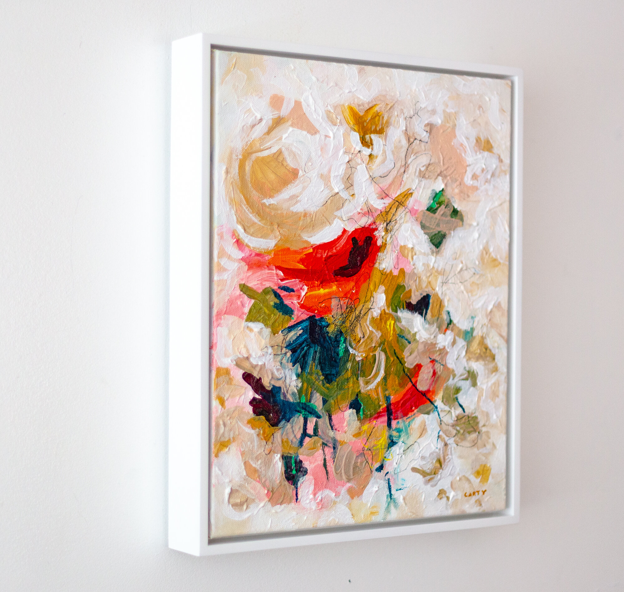 Boston artist Megan Carty makes bold abstract paintings and lively bright modern floral paintings.