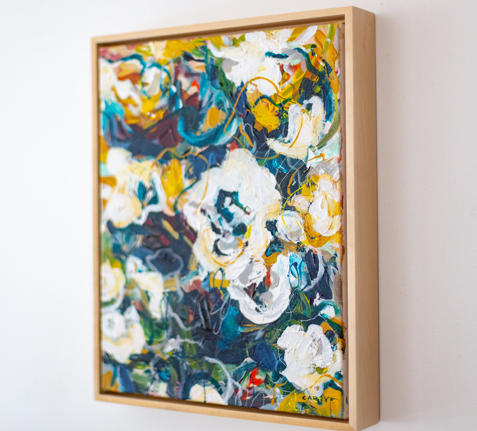 Boston artist Megan Carty makes bold abstract paintings and lively bright modern floral paintings.