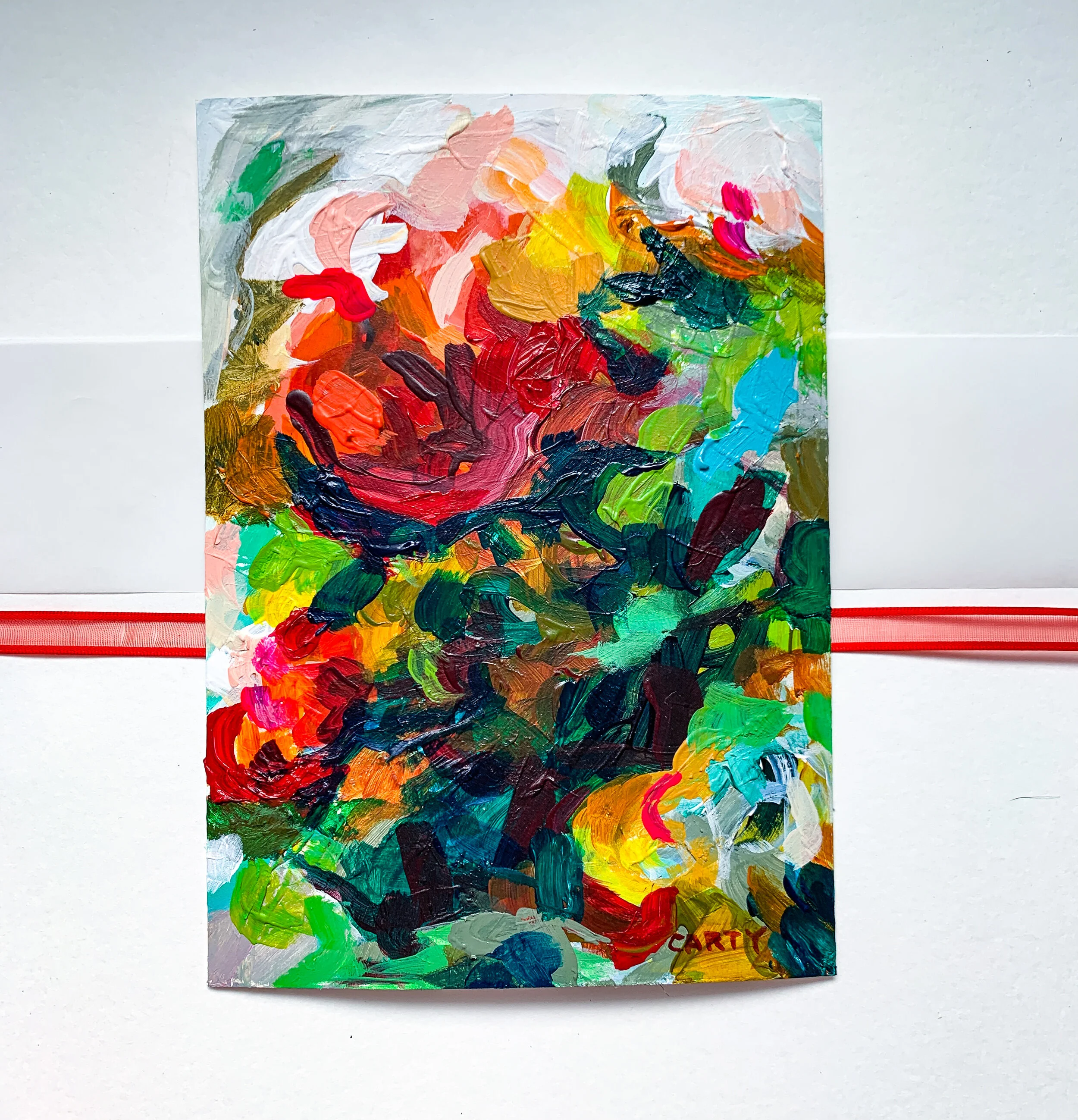 small abstract floral painting, original art by Boston artist Megan Carty