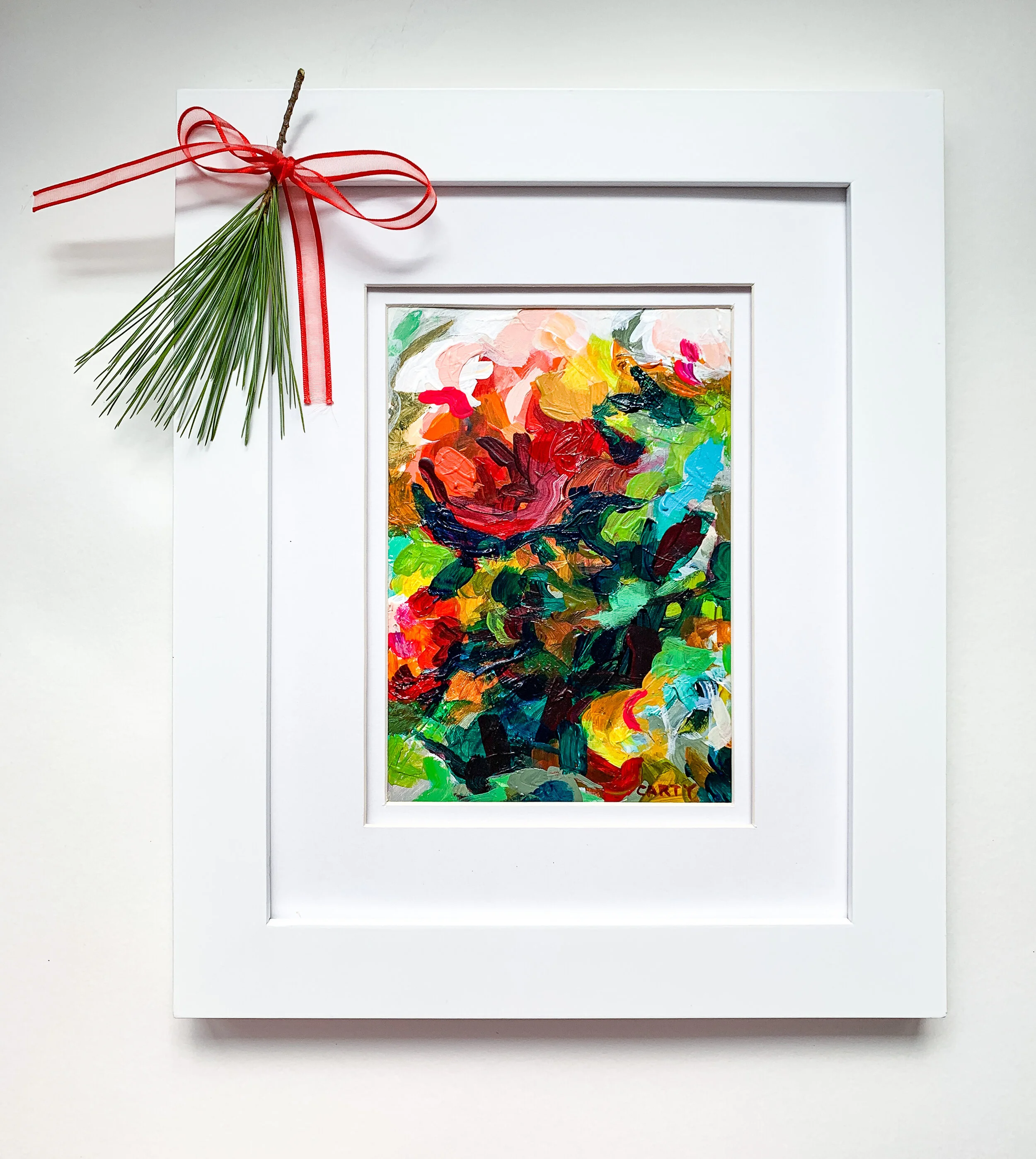 small abstract floral painting, original art by Boston artist Megan Carty