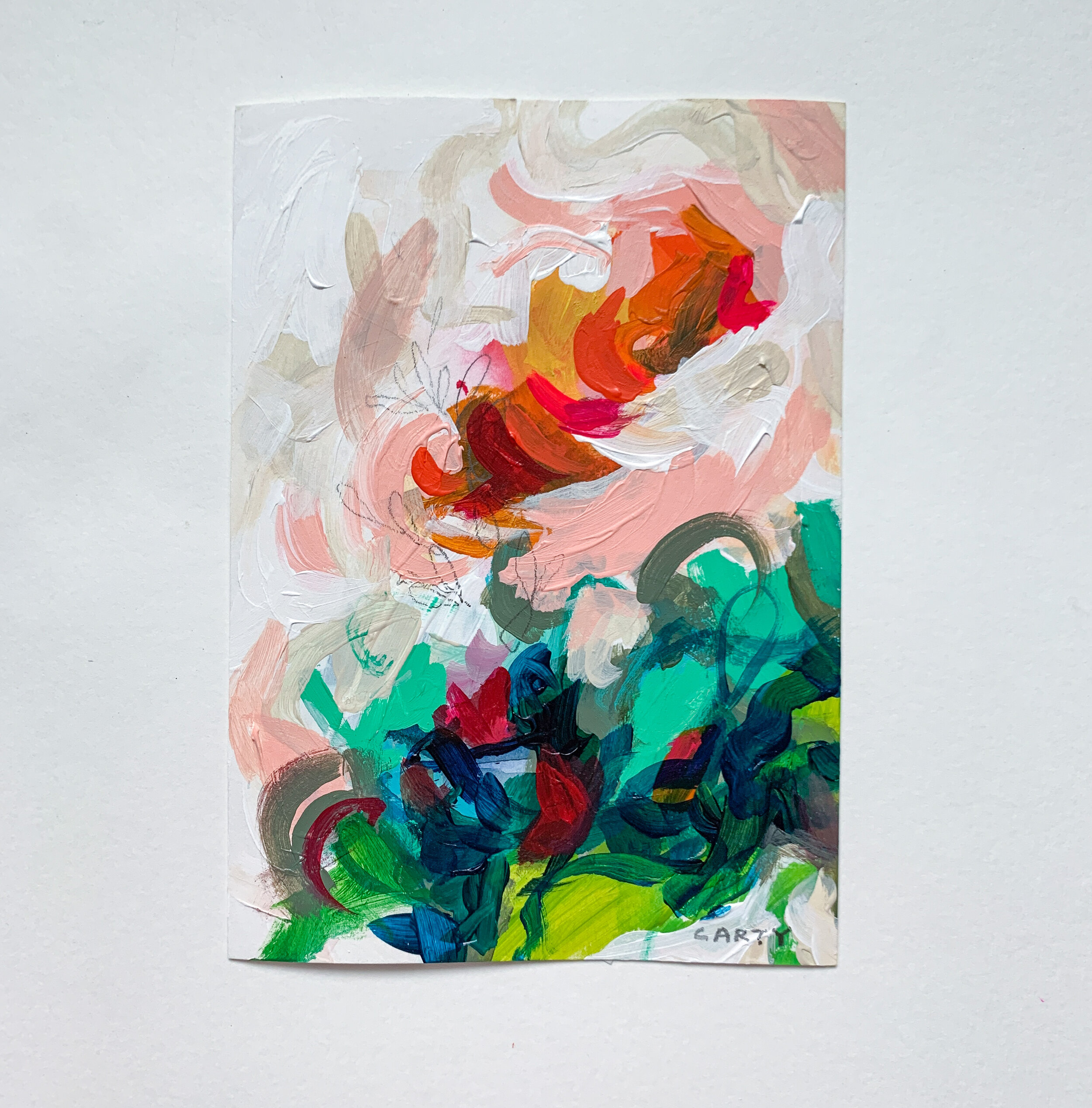 Love Storm, 5x7" Abstract Floral Painting