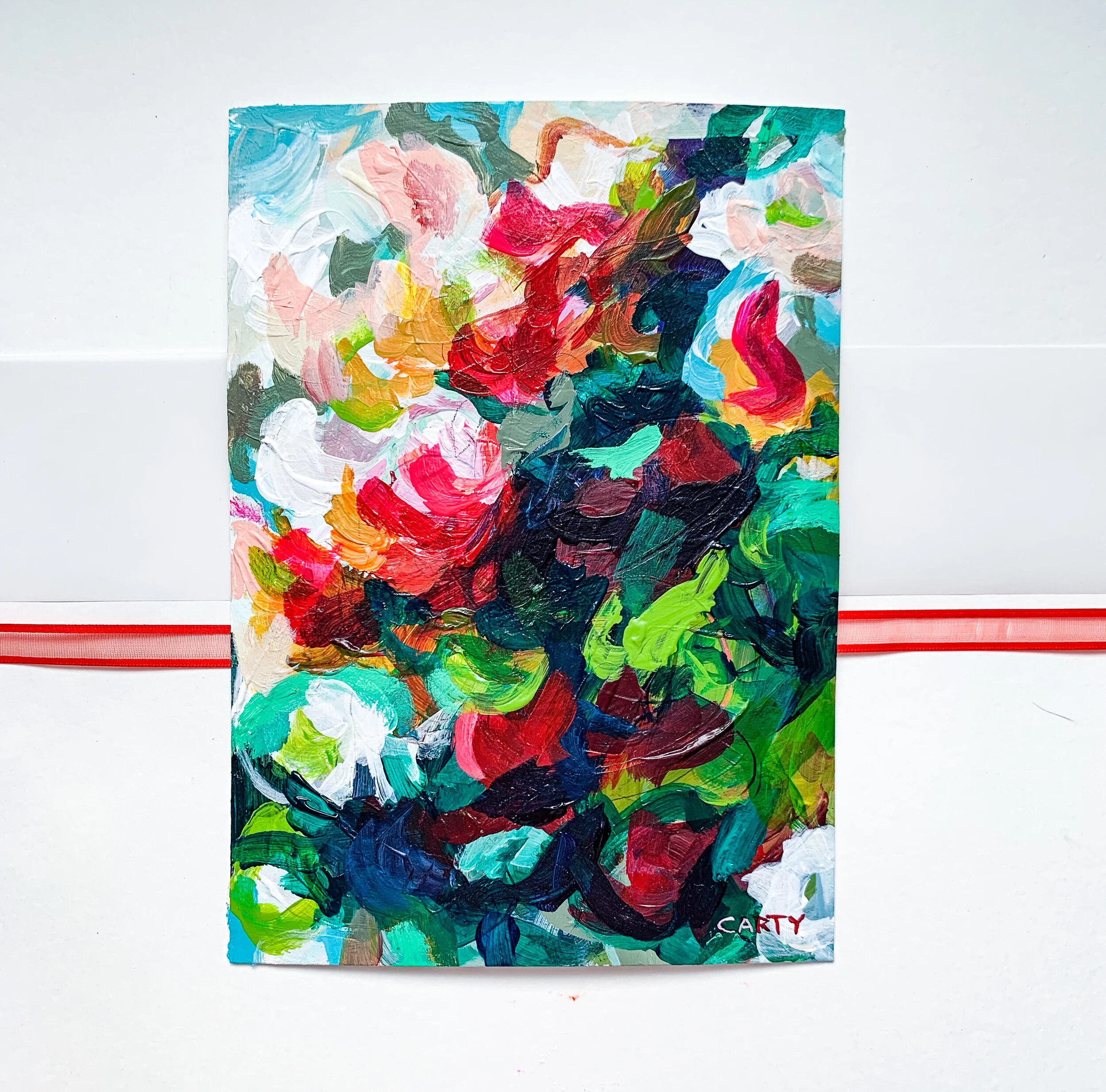 Small Modern Floral Painting by Boston artist Megan Carty