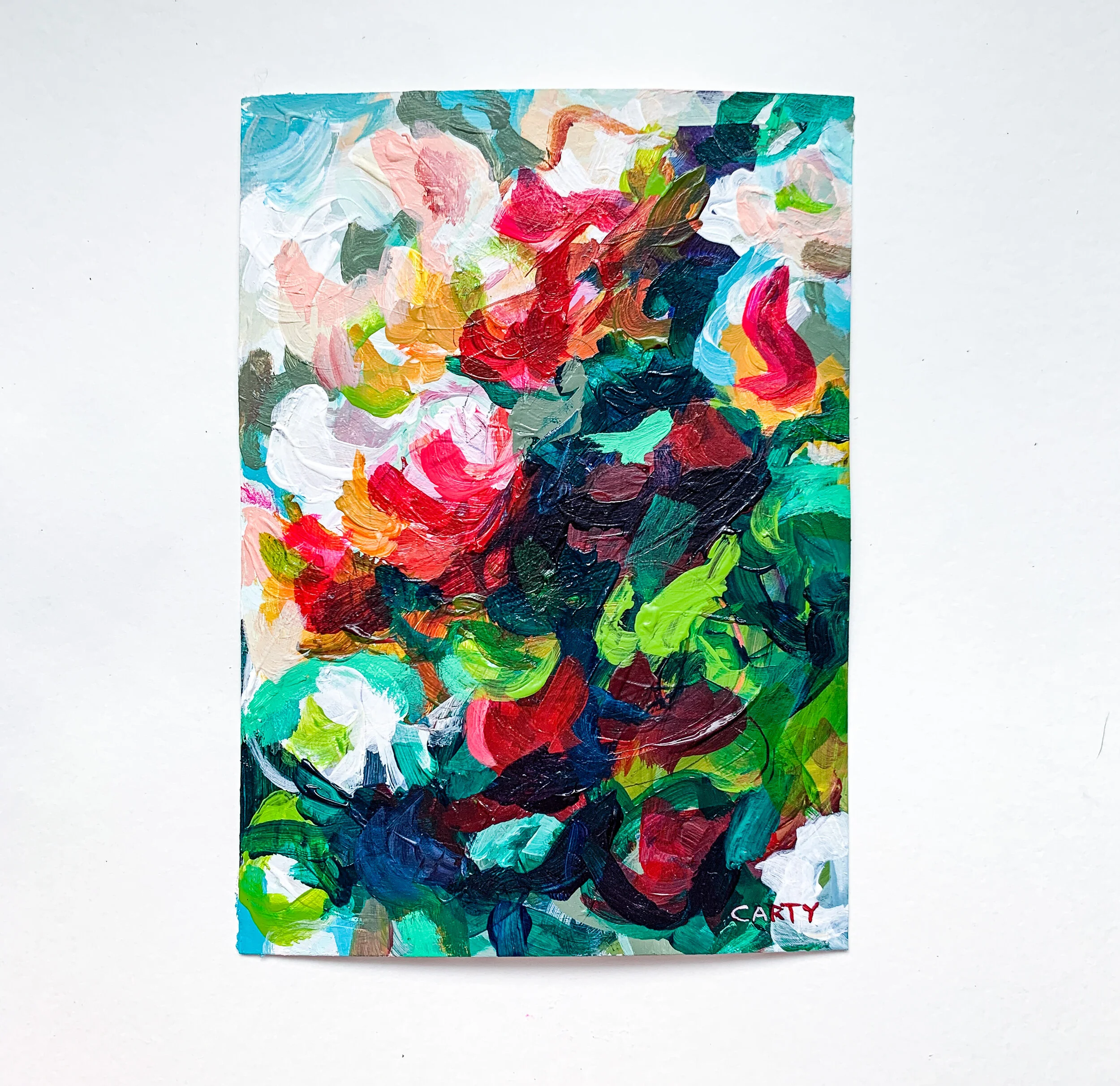 Party With the Sun, 5x7" Modern Abstract Floral Painting