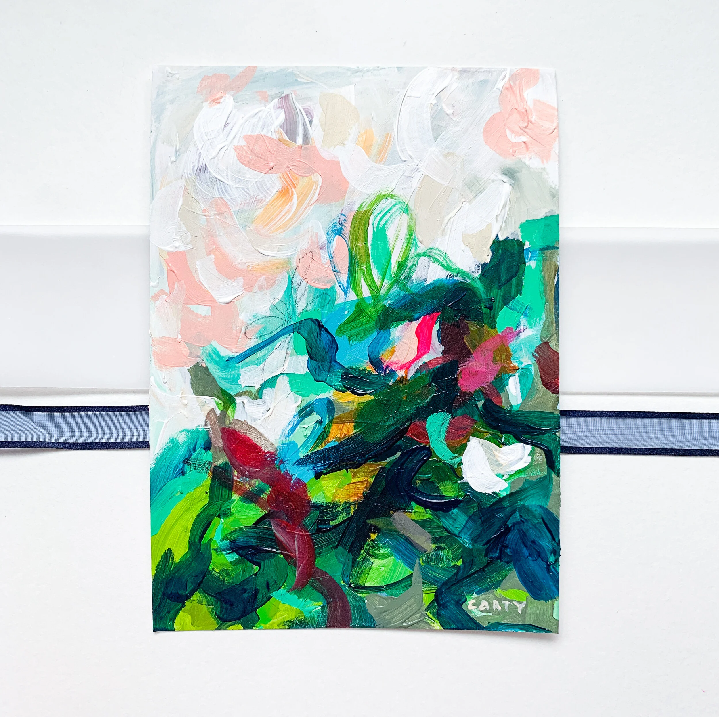 Small Modern Floral Painting by Boston artist Megan Carty