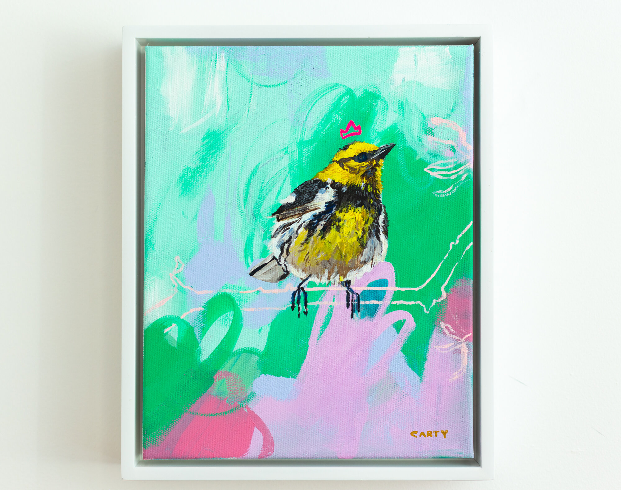cute yellow bird painting by Megan Carty