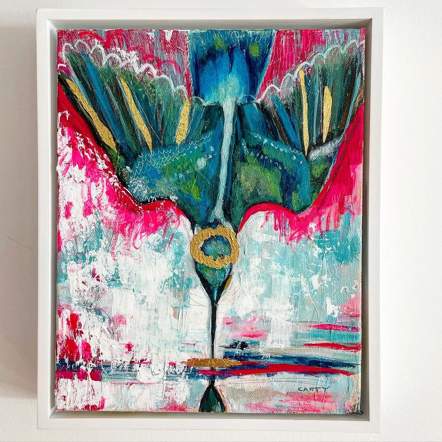 She Gets What's Hers, 8x10, framed kingfisher painting