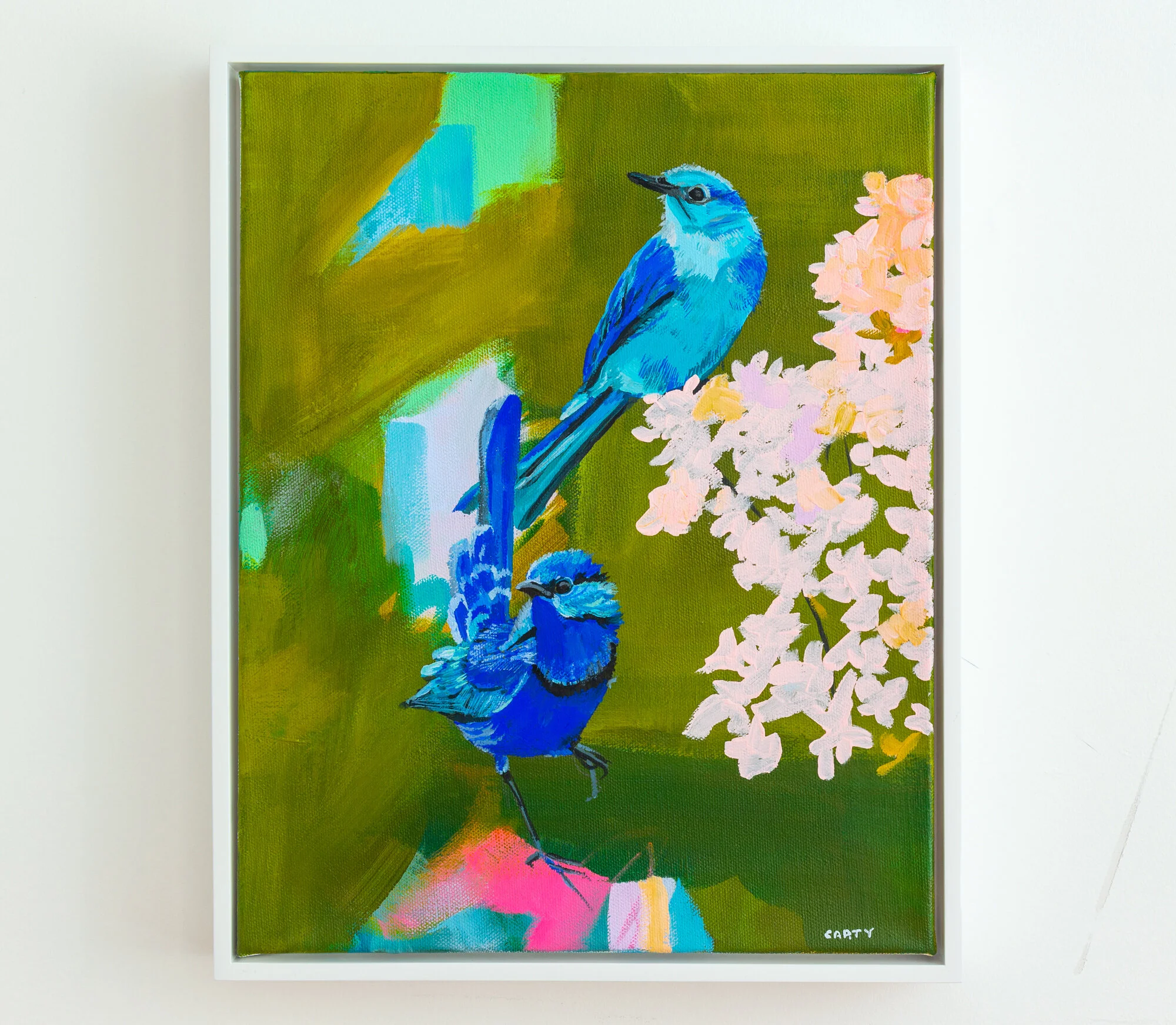 contemporary abstract bluebird painting by Megan Carty