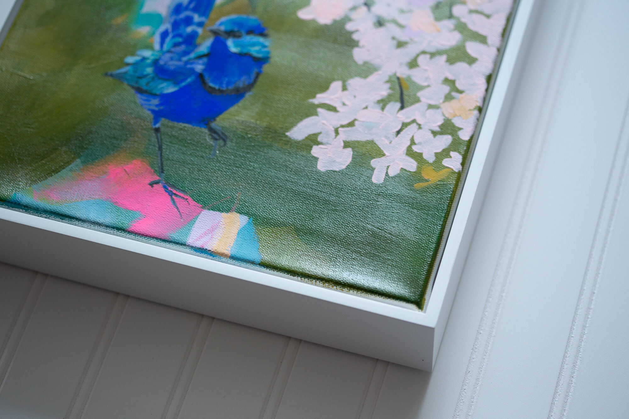 contemporary abstract bluebird painting by Megan Carty
