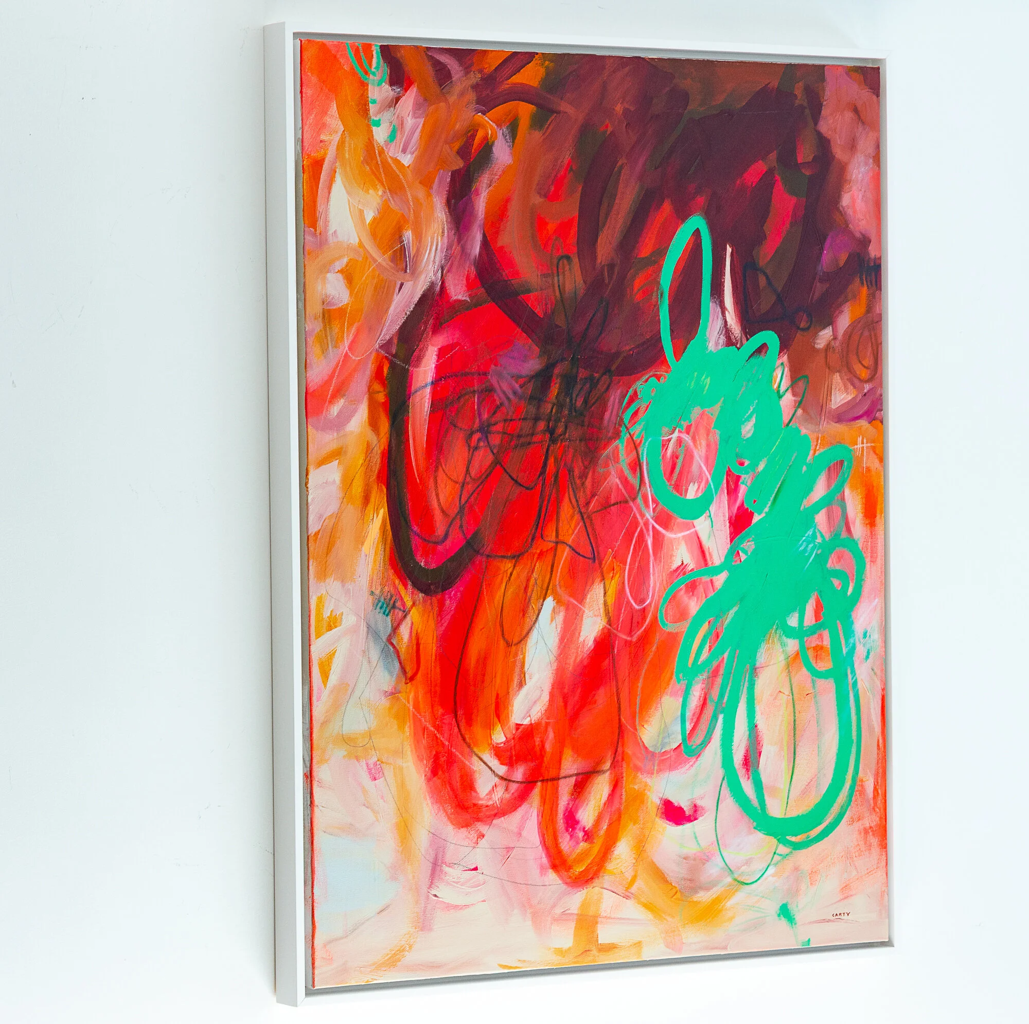 Large Gestural Abstract Painting in Not Pink and Greenby Megan Carty