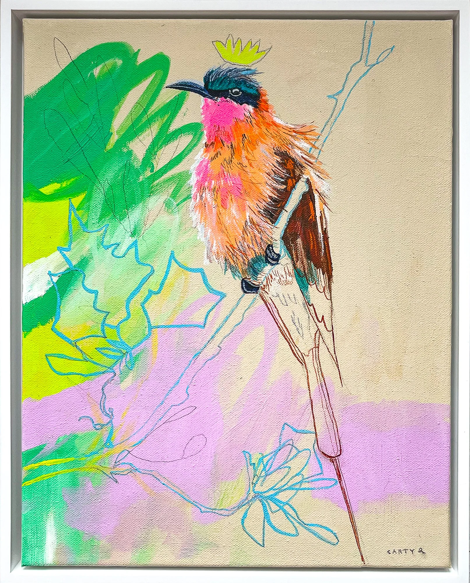 tropical bird painting by Megan Carty