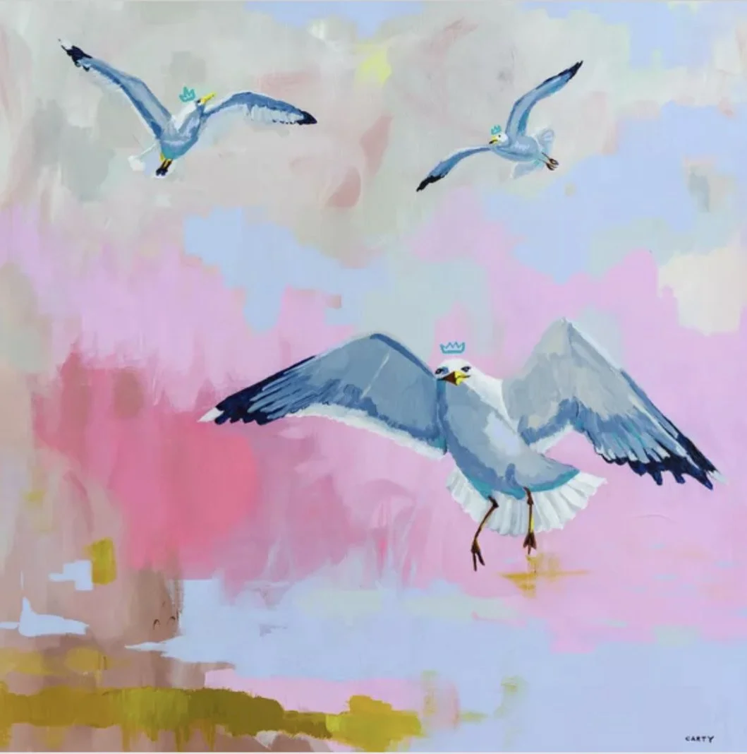 Cape Cod seagulls painting fine art print by Megan Carty
