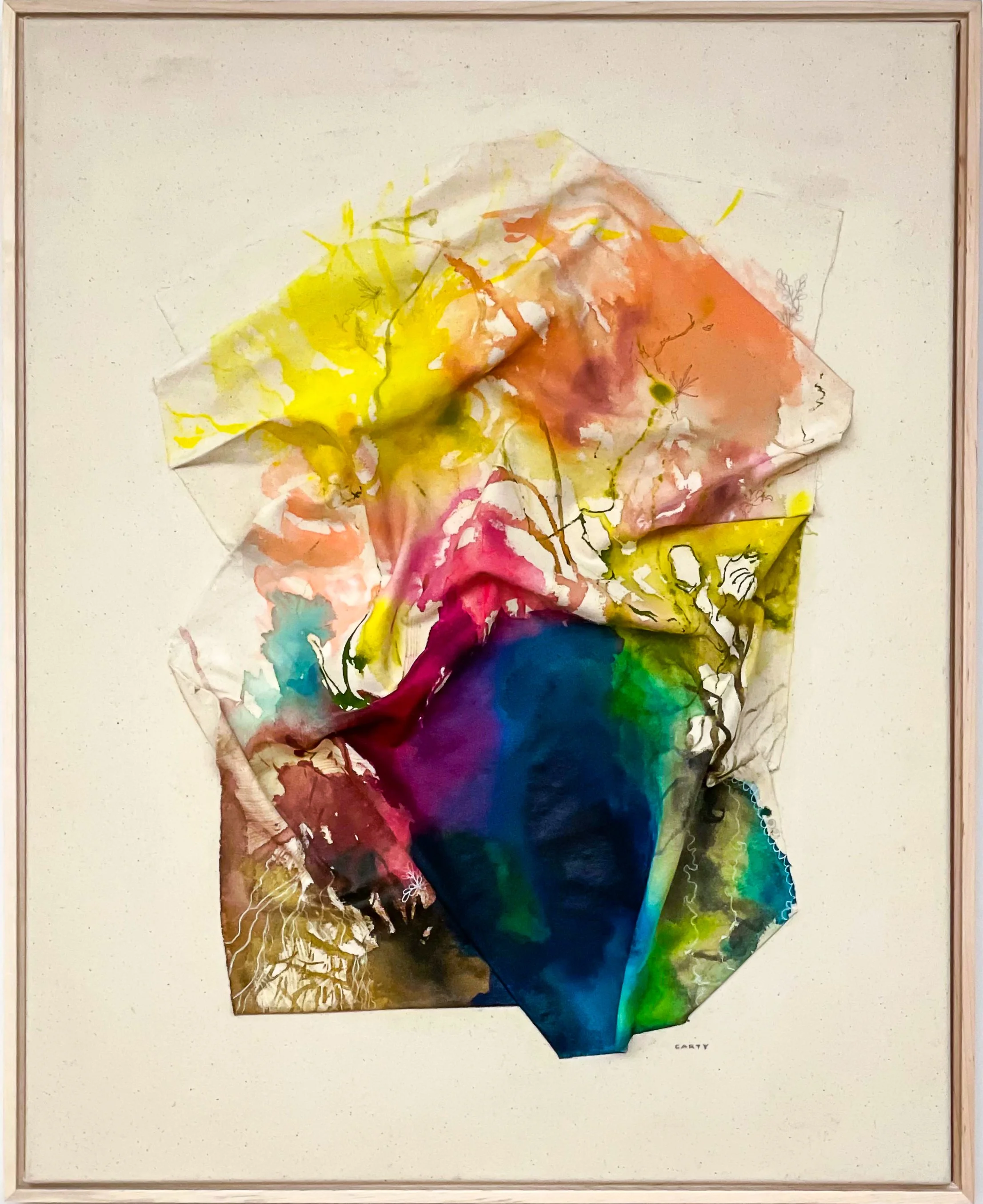 Beautiful chic sculptural abstract landscape painting by artist Megan Carty